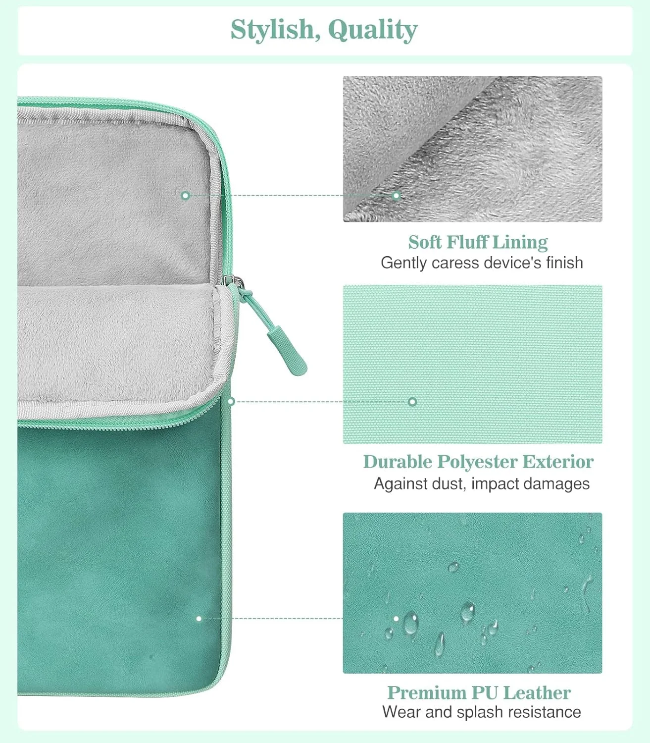 کیف محافظ تبلت TERRIFI مناسب برای آیپد پرو 11 2021-2018، آیپد ایر 5/4 10.9، آیپد 10.2، گلکسی تب A8 10.5/تب S8 11 اینچ، سرفیس گو 2/1، کیف محافظ با جیب، سبز