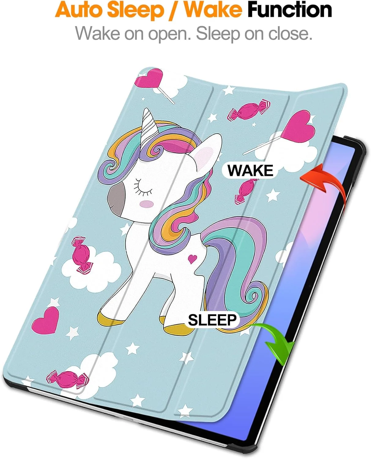 کاور هوشمند چرمی چند زاویه دید سازگار با تبلت سامسونگ گلکسی تب S10 FE پلاس، دارای قابلیت بیدار شدن/به خواب رفتن خودکار، کاور محافظ کودک پسند - 5