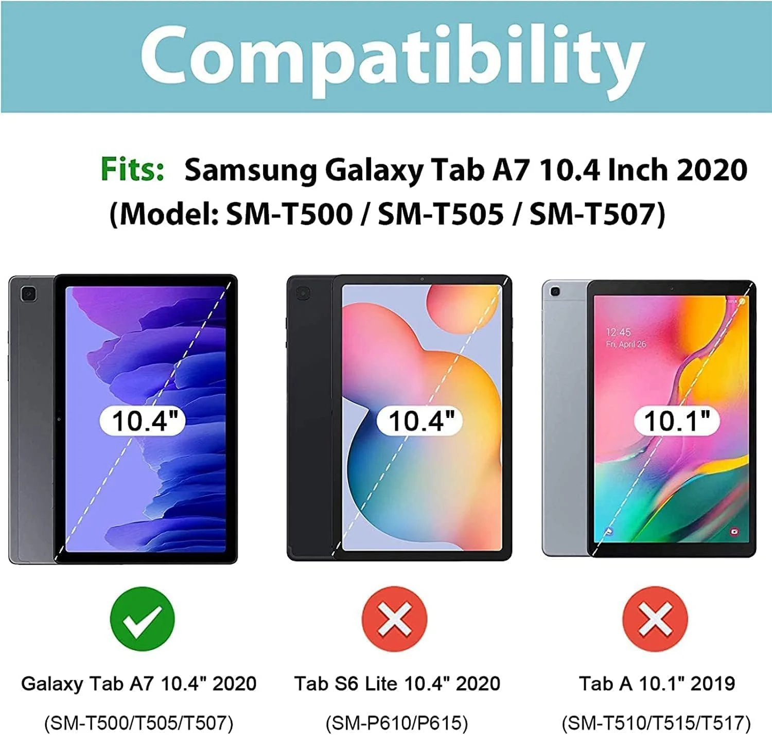 کیف چرخشی KATUMO سازگار با تبلت سامسونگ گلکسی تب A7 10.4 اینچ (-T500/T505/T507)، کیف چرمی تبلت گلکسی تب A7 2020، کیف تاشو تبلت سامسونگ تب A7 10.4