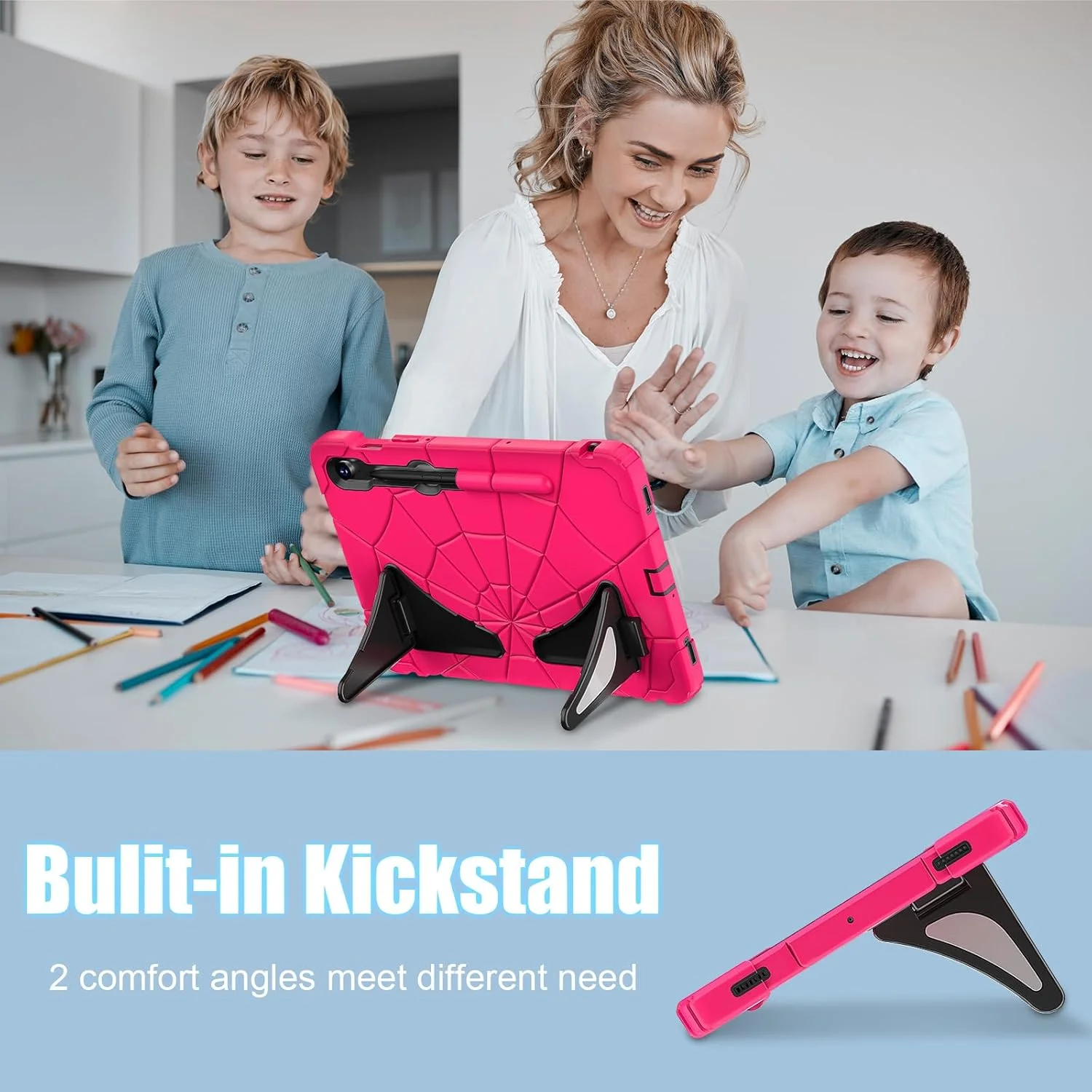 AKABEILA Tablet Case for Samsung Galaxy Tab S9 FE/S9/S8/S7 11 Zoll 2023 SM-X710, Lightweight Shockproof Rugged Protective Cover with Kickstand Pen Holder Kids Children Boys Babies