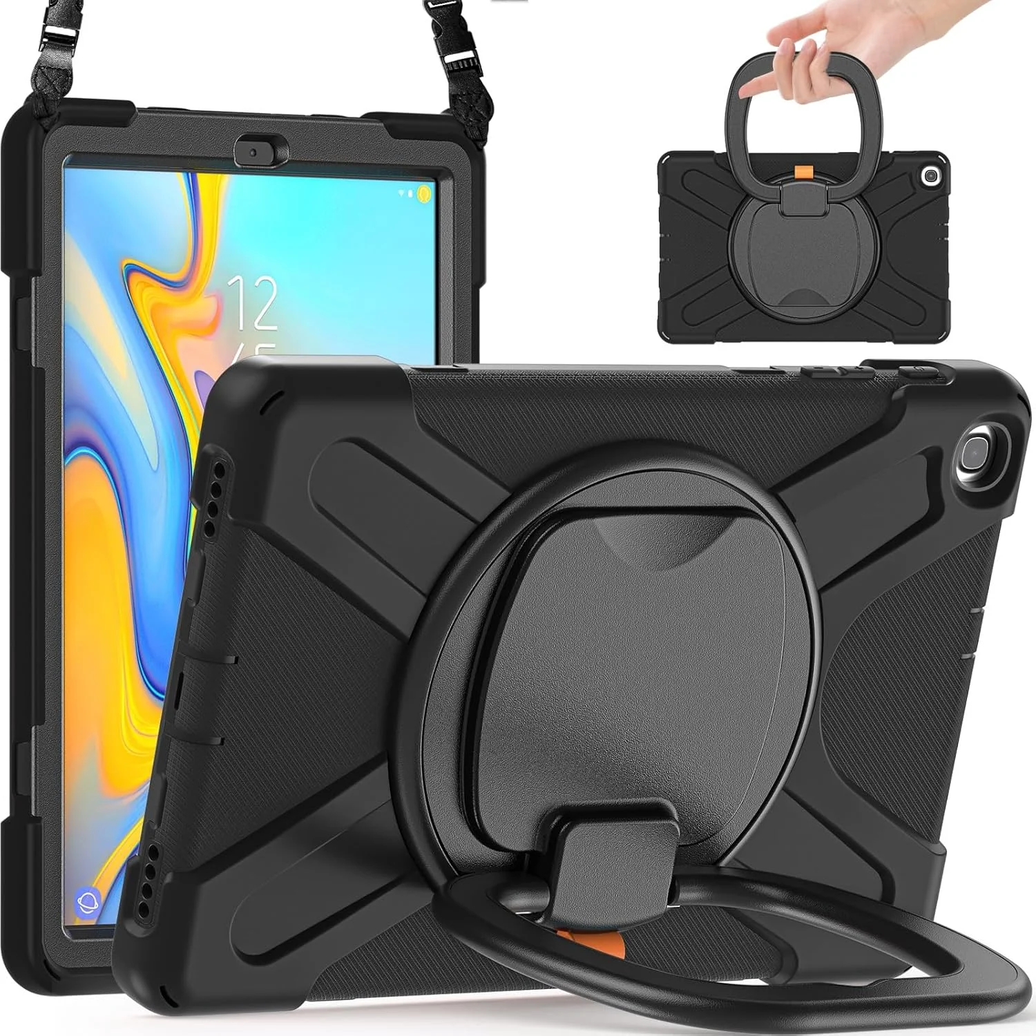 کیف تبلت مناسب برای تبلت سامسونگ گلکسی تب A 10.1 مدل 2019 (SM-T510/T515)، کیف TPU بادوام و ضد ضربه مناسب برای کودکان، دارای پایه چرخشی چند منظوره