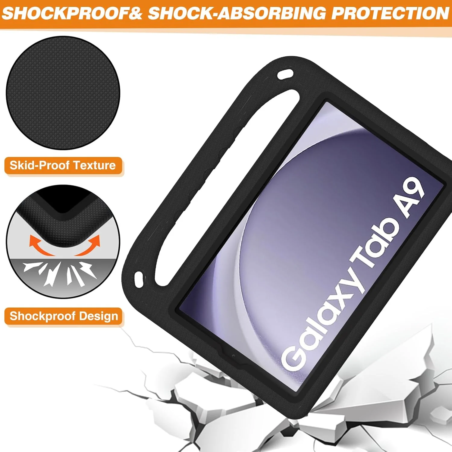 XunyLyee Kids Case for Samsung Galaxy Tab A9 (8.7 inch) 2023 Cover, Black