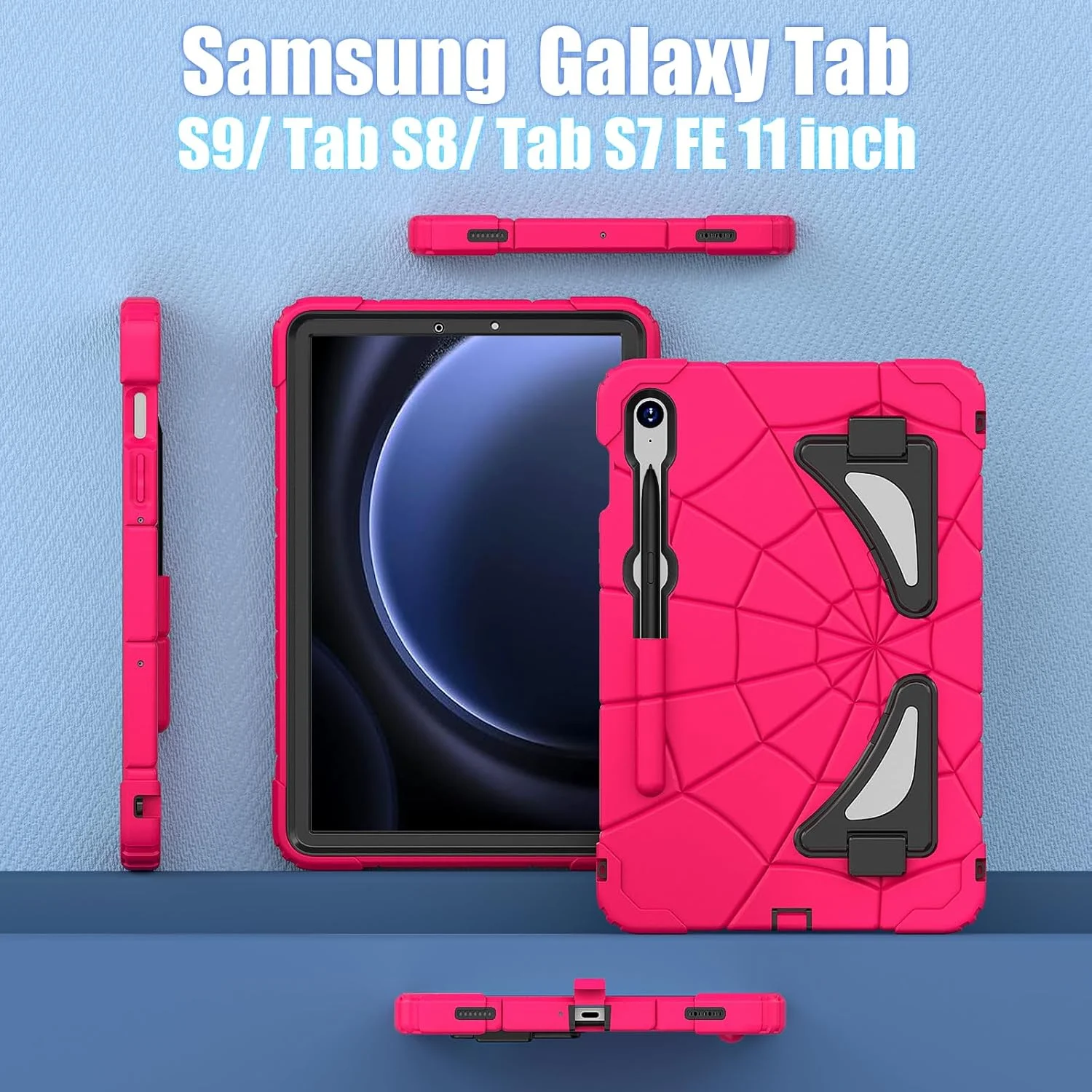 AKABEILA Tablet Case for Samsung Galaxy Tab S9 FE/S9/S8/S7 11 Zoll 2023 SM-X710, Lightweight Shockproof Rugged Protective Cover with Kickstand Pen Holder Kids Children Boys Babies