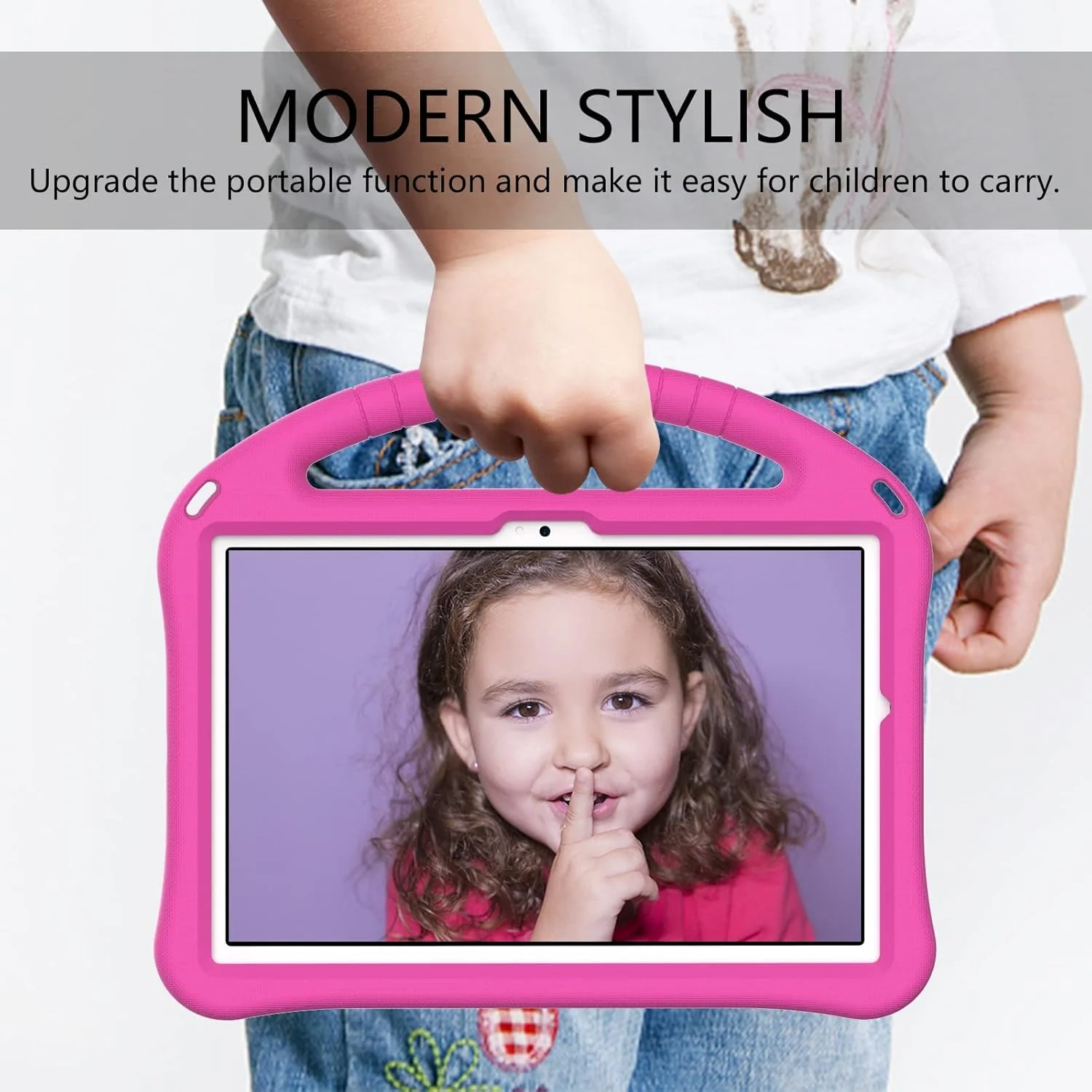 کیف تبلت مسافرتی سازگار با تبلت سامسونگ گلکسی تب A8 10.5 اینچ 2022/2021 (SM-X207/X200/X205)، کیف تبلت سازگار با کودکان، ضد ضربه، دارای دسته + بند شانه محافظ