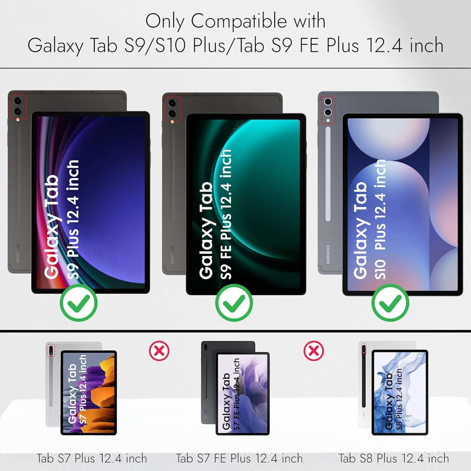 کاور محافظ روباستریون برای تبلت سامسونگ گلکسی تب S9 FE پلاس 12.4 اینچ / تب S9 پلاس، کاور فولیو با [نگهدارنده قلم] [حالت خواب و بیدار شدن خودکار] برای تبلت سامسونگ تب S9+ / S9 FE+ - برج ایفل