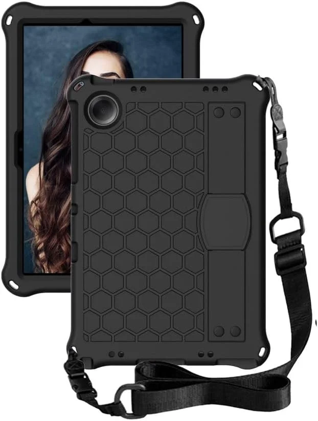 قاب محافظ BLCshine برای تبلت سامسونگ گلکسی تب A9 پلاس 11 اینچی (2023) مدل SM-X210 SM-X215 SM-X216B، کاور محافظ سیلیکونی مقاوم در برابر ضربه با دسته و بند شانه - مشکی+مشکی