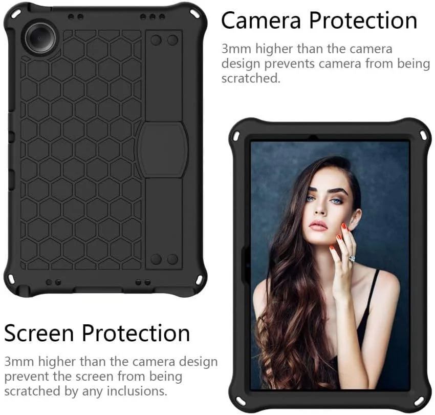 قاب محافظ BLCshine برای تبلت سامسونگ گلکسی تب A9 پلاس 11 اینچی (2023) مدل SM-X210 SM-X215 SM-X216B، کاور محافظ سیلیکونی مقاوم در برابر ضربه با دسته و بند شانه - مشکی+مشکی