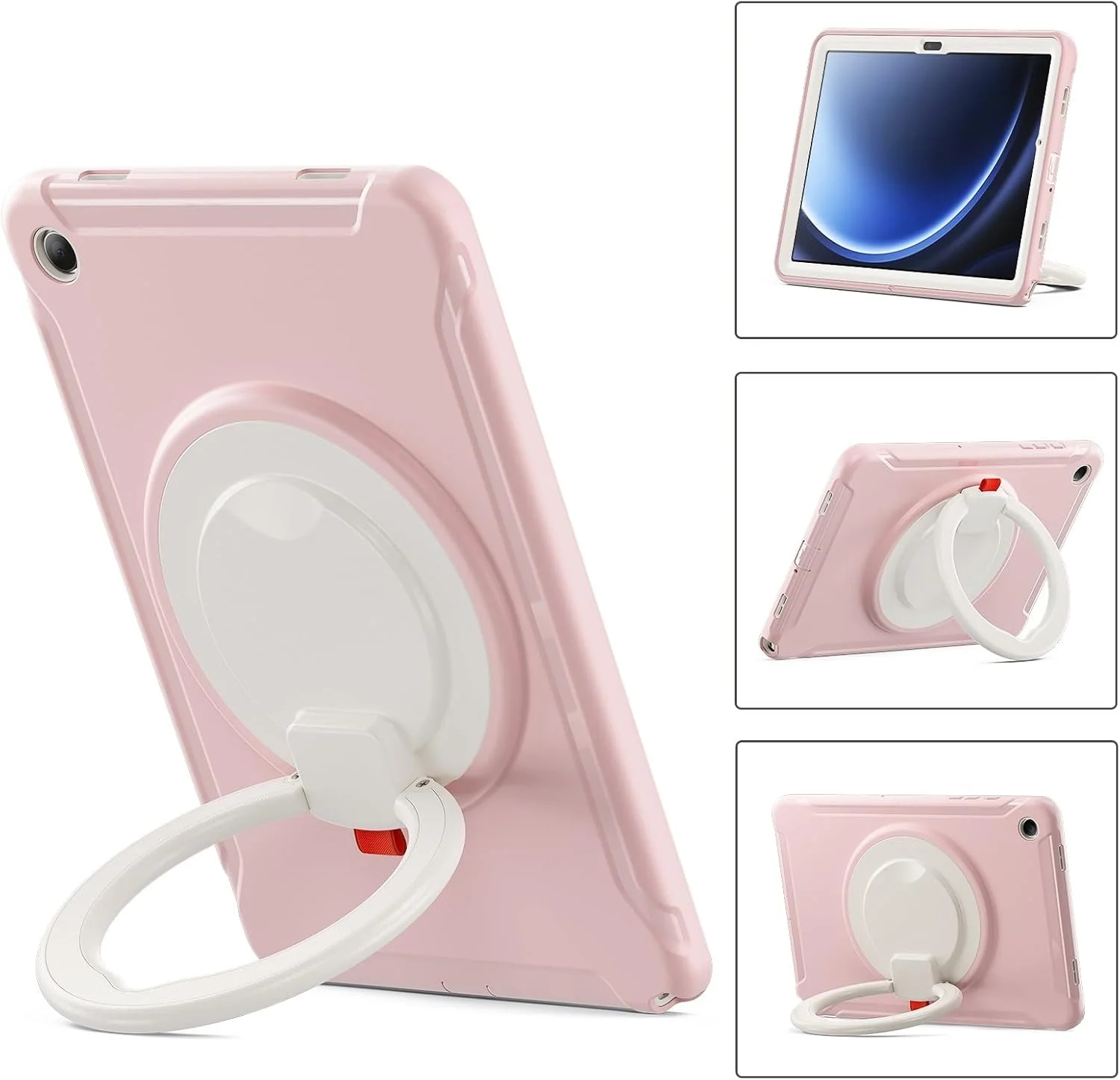 کیف محافظ تبلت سازگار با تبلت سامسونگ گلکسی تب A9+/A9 پلاس 11 اینچ مدل 2024 (SM-X210/X216/X218)، کیف محافظ هیبریدی مقاوم با ضربه گیر، دستگیره و پایه چرخان