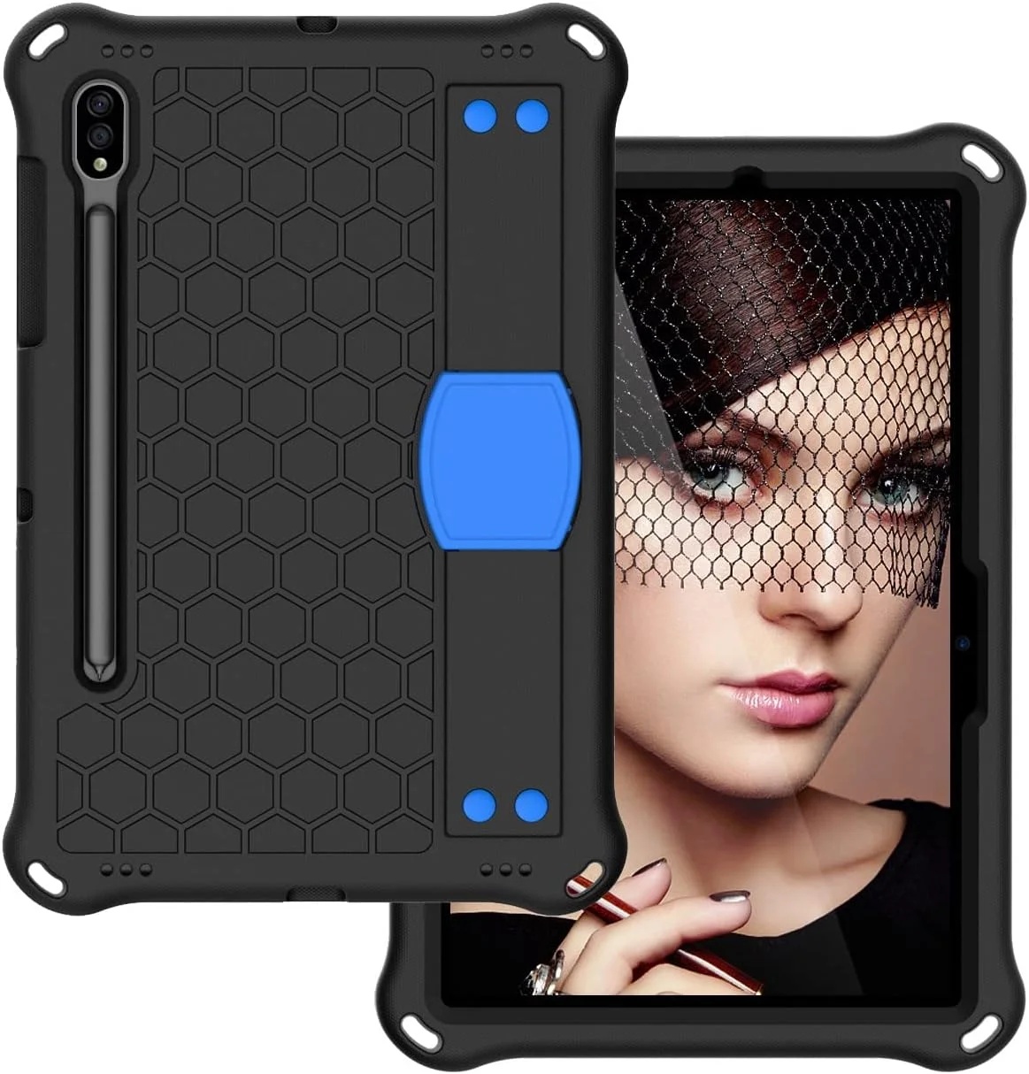 کیف تبلت مسافرتی سازگار با تبلت سامسونگ گلکسی تب S7 (2020)/S8 (2022) سایز 11 اینچ، کاور سازگار با SM-T870 T875 X700 X706، کیف محافظ ضد ضربه و مقاوم با جای مداد/S