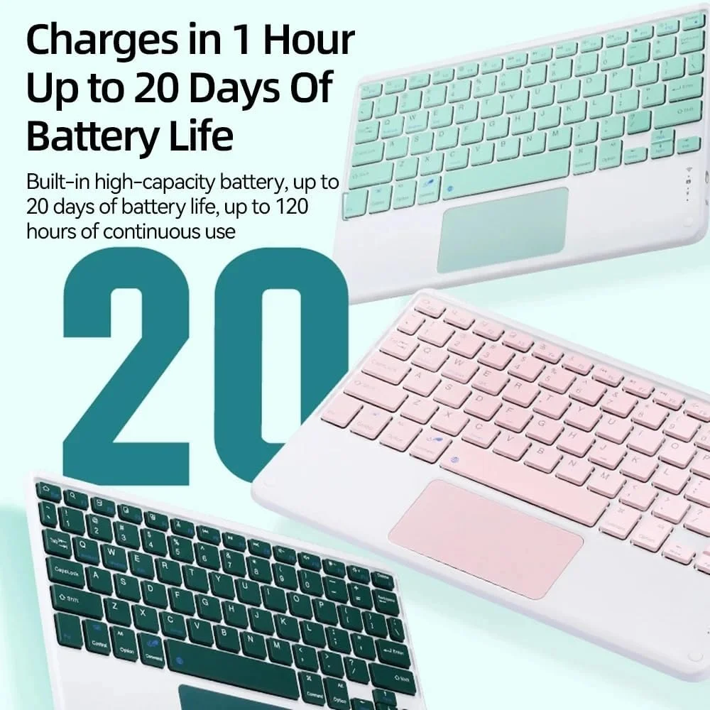 کیبورد Gruattreay مناسب برای تبلت سامسونگ گلکسی تب S10 FE Plus/FE+ 13.1 اینچ 2025 مدل SM-X620/X626B، کیبورد جداشدنی بی‌سیم بلوتوث با تاچ پد، کاور محافظ چرمی (آبی + کیبورد سفید)