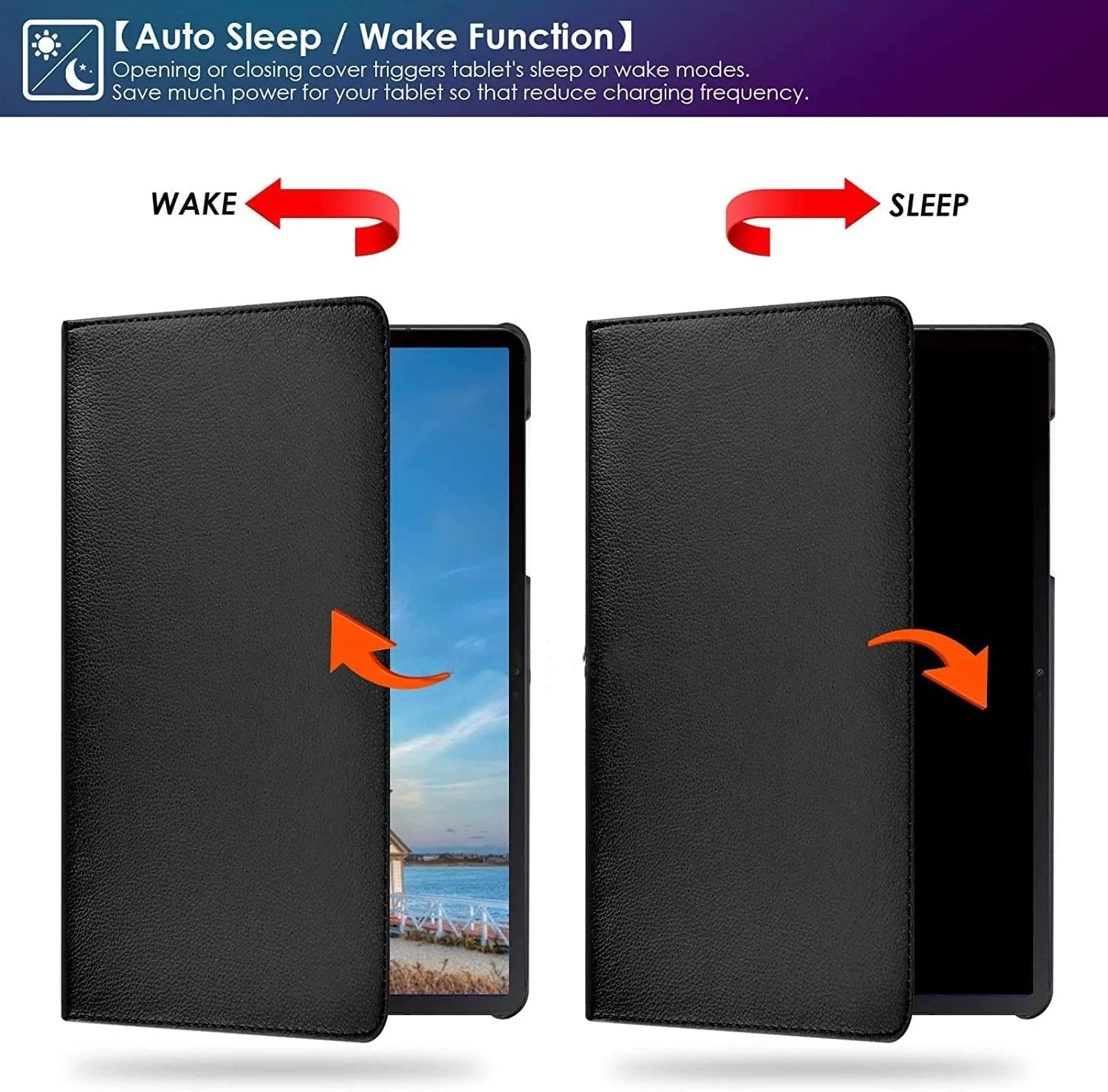 AZISEN Compatible with Samsung Galaxy Tab S9 Ultra 2023 Release 14.6'' CaseSlim Stand Model (SM-X900/X906) with Auto Wake/Sleep PU Leather Hard Back Shockproof Cover,BLACK