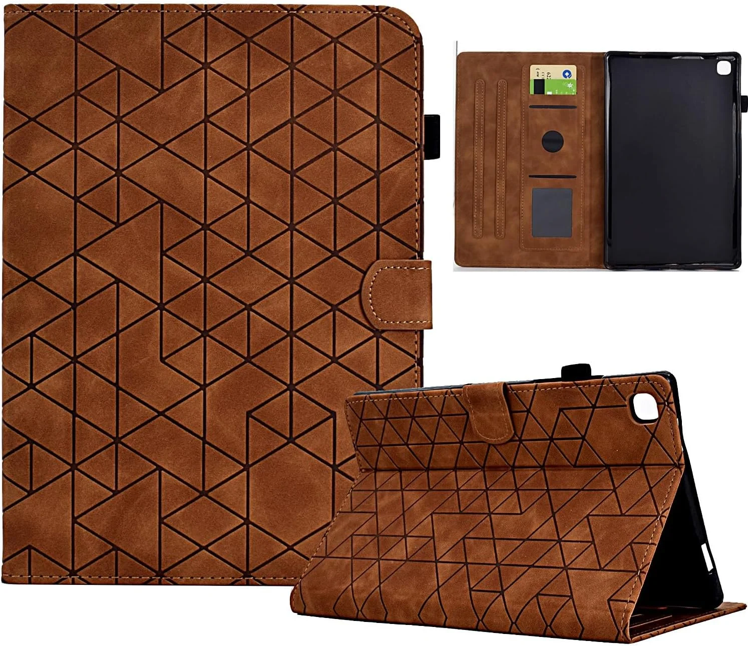 کیف تبلت مناسب برای Samsung Galaxy Tab A7 Lite SM-T225/T220، جلد چرمی ممتاز تجاری، کاور تاشو استند با جای کارت و قلم مناسب برای سامسونگ