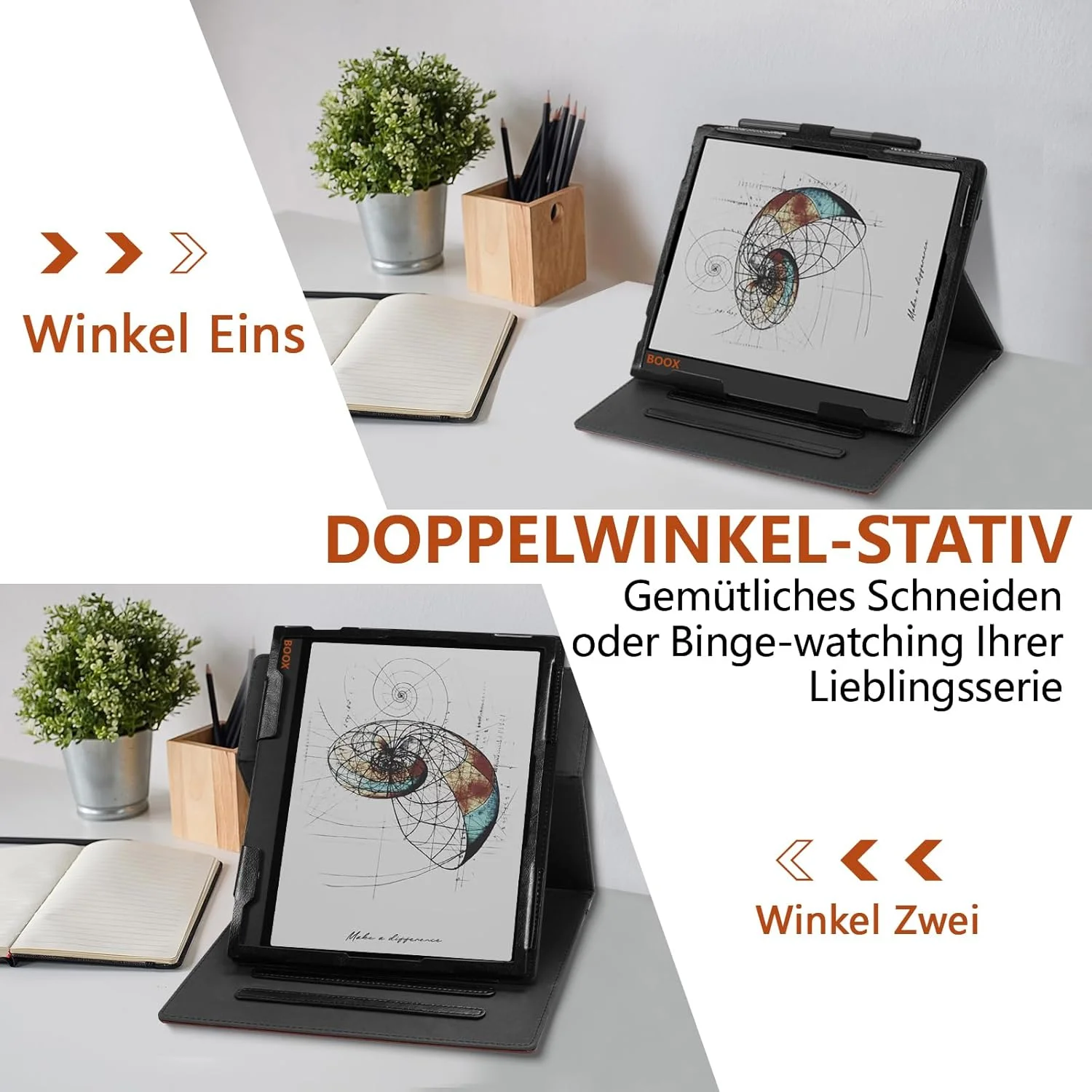 کیف چرمی برای تبلت بوکس نوت ایر 4C / بوکس نوت ایر 3C / نوت ایر 3 / نوت ایر 2 / ایر 2 پلاس - کیف چرمی PU با بند مچی / جای قلم و عملکرد بیدار شدن خودکار (مشکی در مقابل قهوه ای)