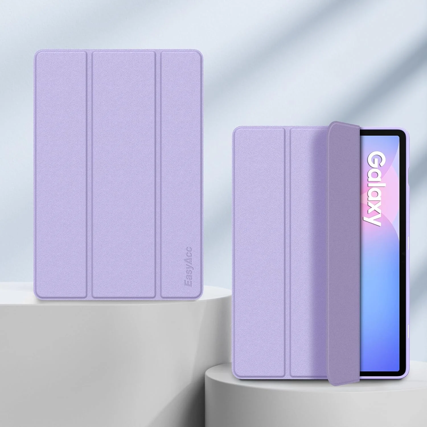 کیف محافظ EasyAcc برای تبلت سامسونگ گلکسی تب S9 FE 10.9 اینچ / S9 2023 11 اینچ با جای قلم S Pen - فوق العاده نازک با عملکرد استند، کیف محافظ چرمی PU باریک طرح گل بنفش