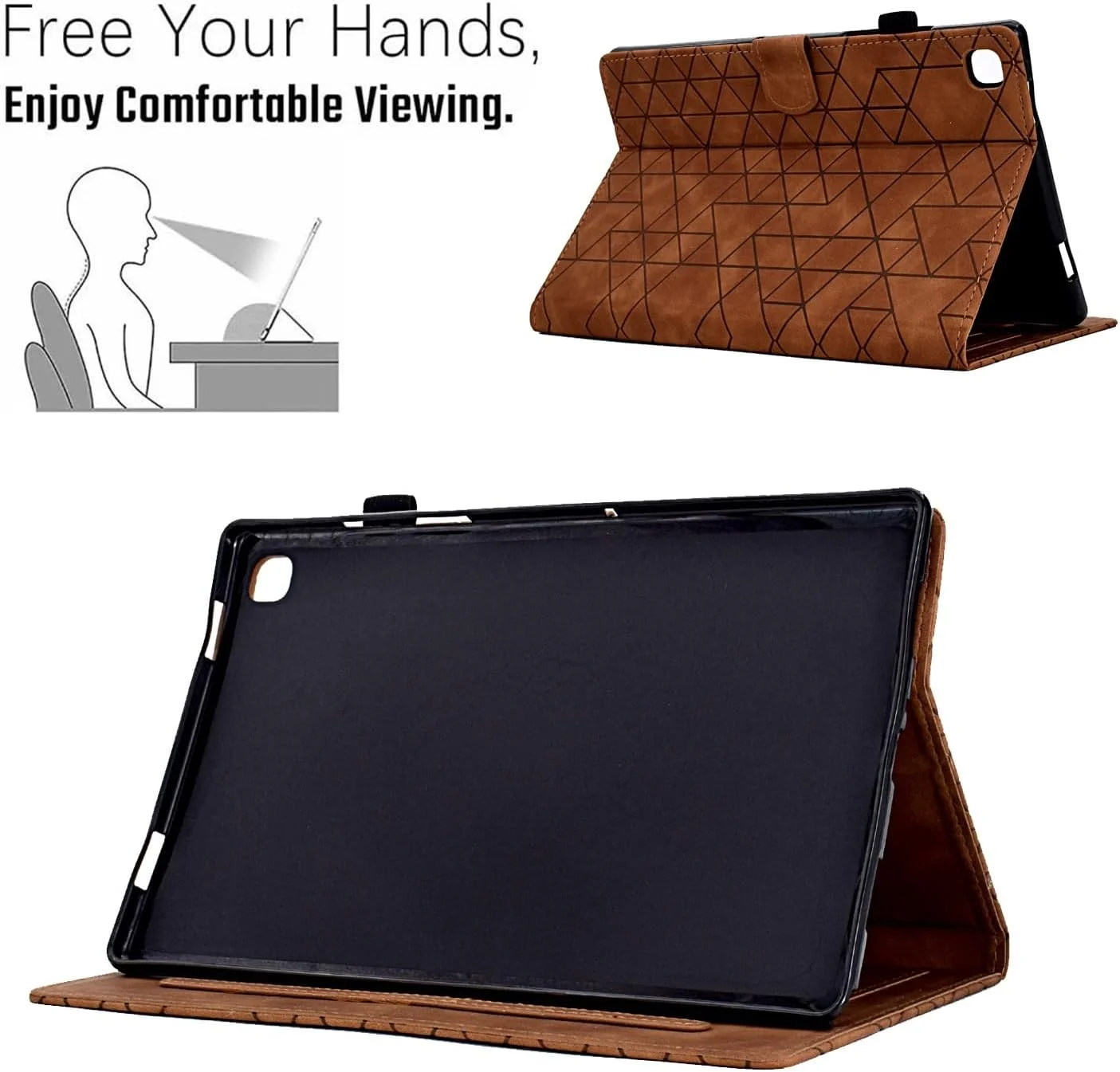 کیف تبلت مناسب برای Samsung Galaxy Tab A7 Lite SM-T225/T220، جلد چرمی ممتاز تجاری، کاور تاشو استند با جای کارت و قلم مناسب برای سامسونگ