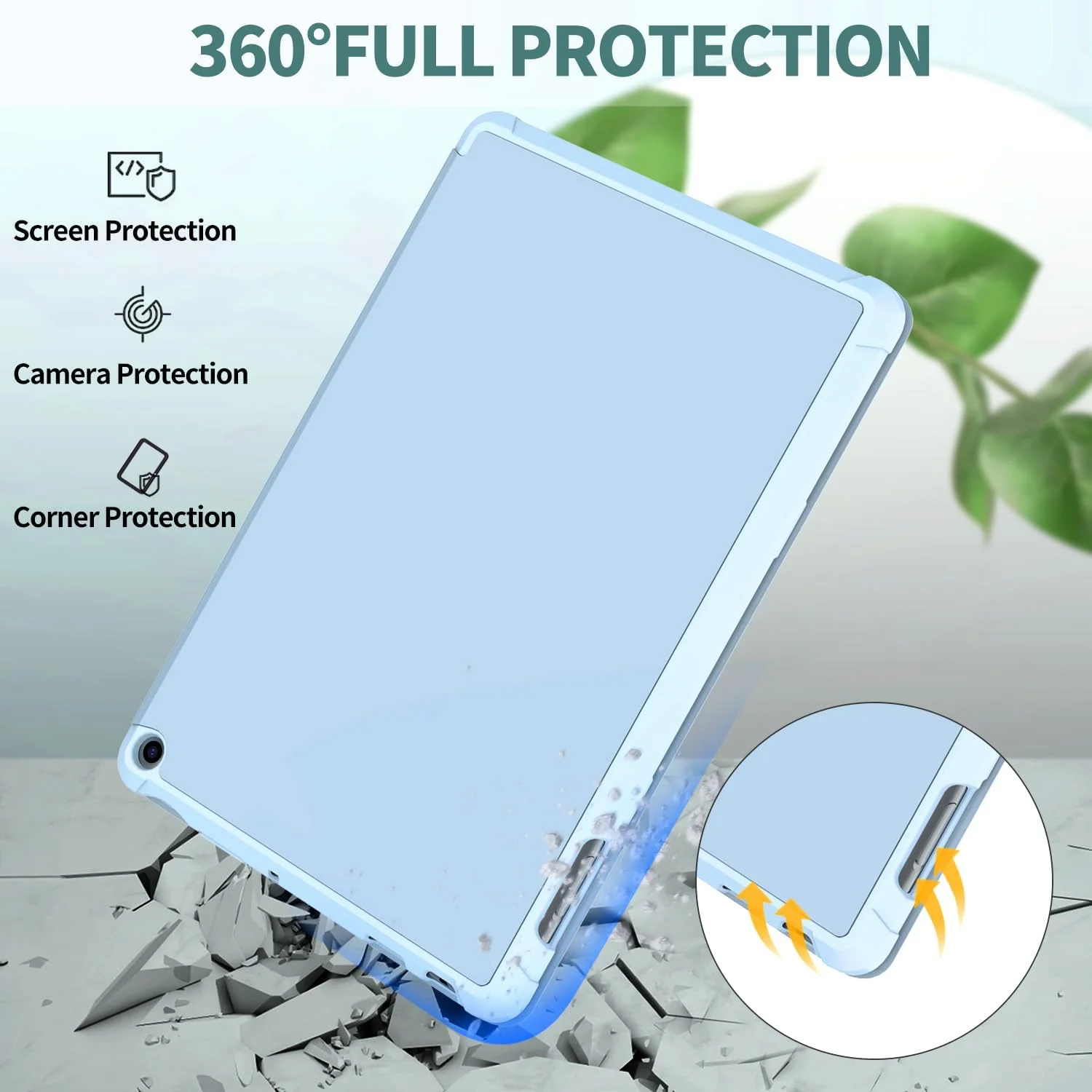 کاور تبلت سونلارین Fire HD 10 (نسل 13، 2023)، پایه سه تایی با زاویه دوگانه با کاور پشتی TPU نرم برای تبلت Fire HD 10 Kids & Kids Pro، بیدار/خواب خودکار، مناسب برای آیپد سامسونگ نیست، آبی آسمانی