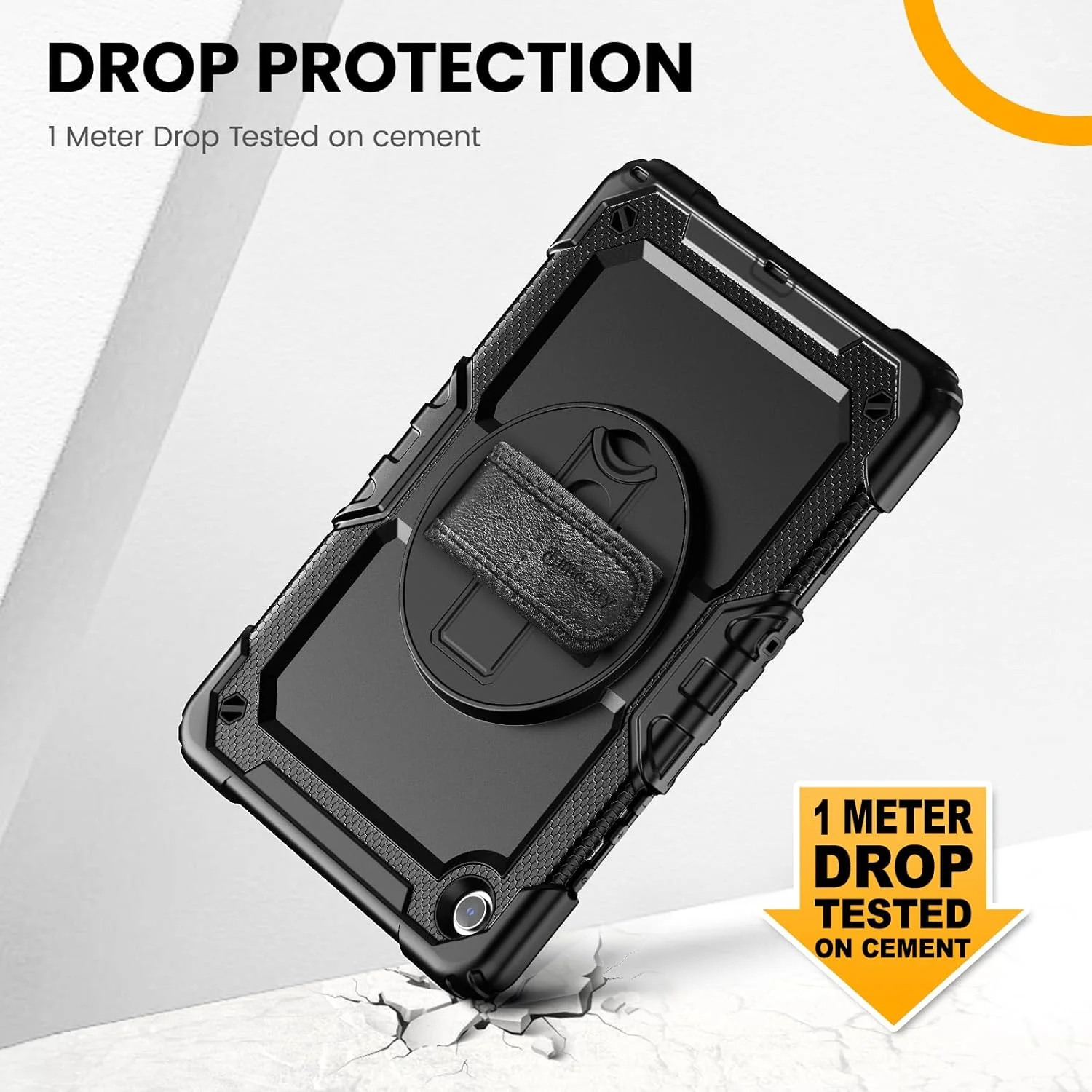 کیف تایم سیتی مناسب برای تبلت سامسونگ گلکسی تب A9 پلاس 11 اینچ 2023 (SM-X210/X216/X218)، با محافظ صفحه نمایش داخلی، پایه چرخان 360 درجه، بند دستی و بند شانه ای، مشکی