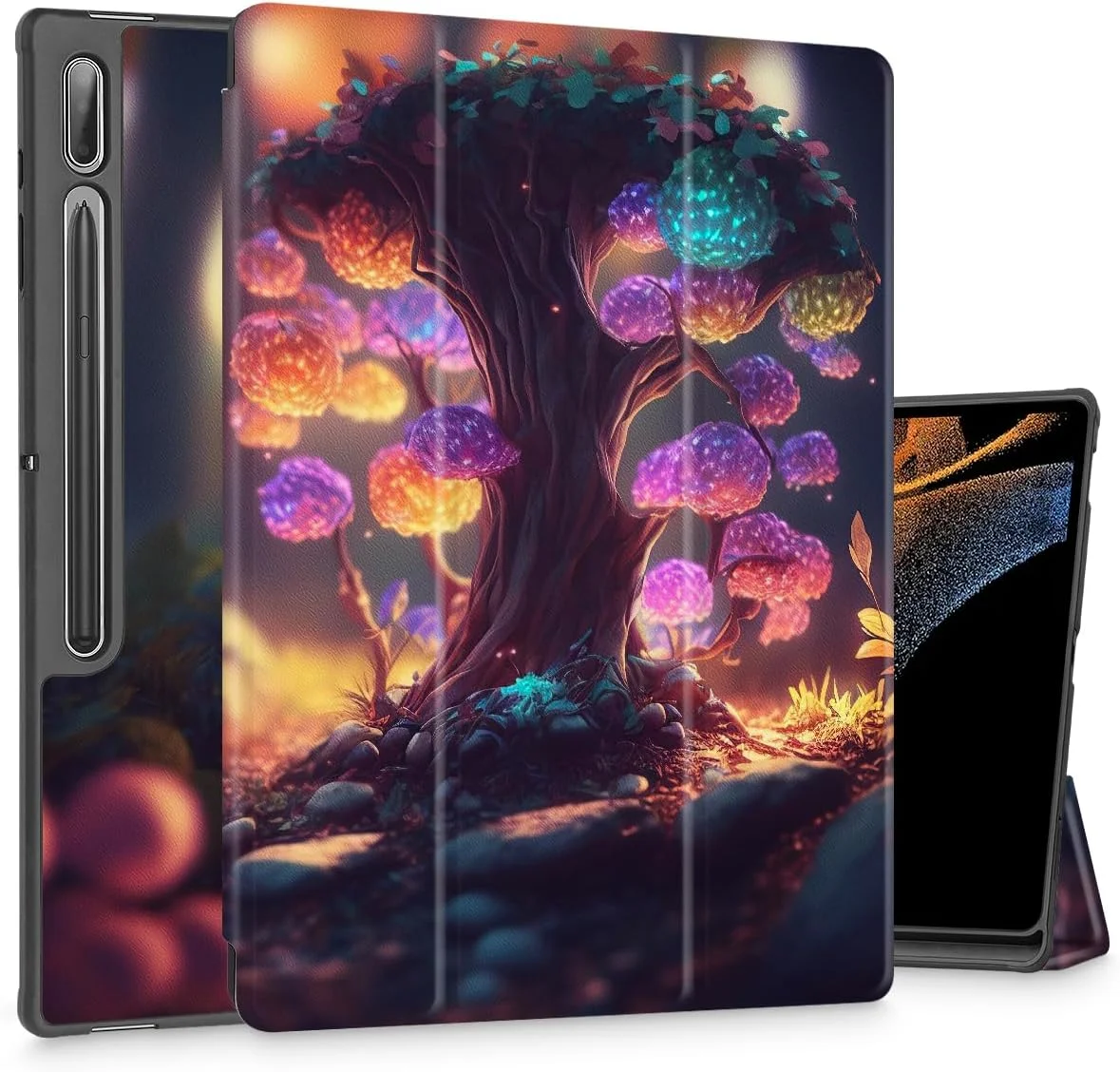 کیف تبلت Tuiklol برای Samsung Galaxy Tab S9 Ultra 14.6 اینچ مدل 2023 SM-X910/X916/X918، دارای جای قلم S، کاور باریک و سخت، پایه سه تایی هوشمند، قابلیت بیدار شدن/به خواب رفتن خودکار، طرح قارچ