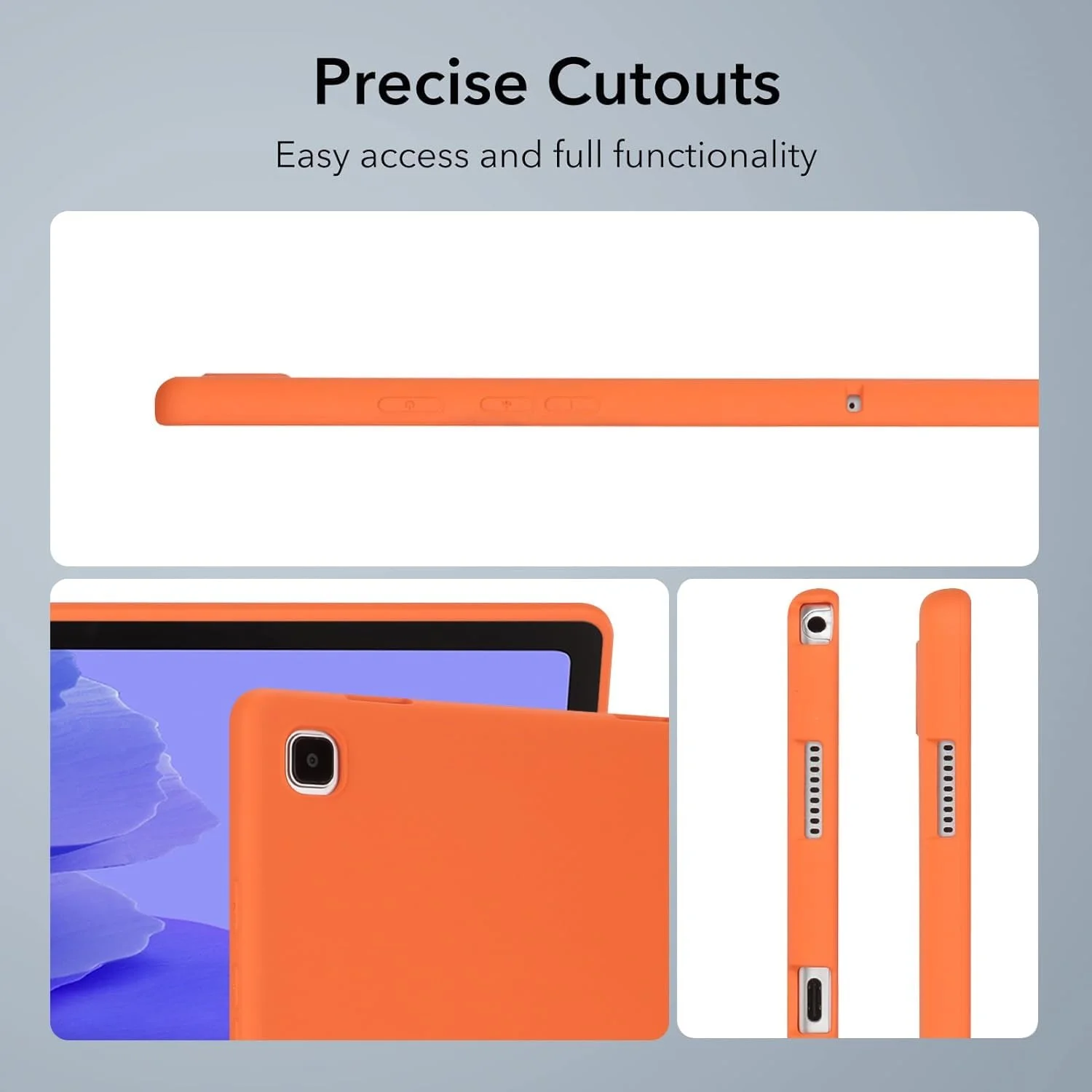 کاور تبلت، کیف تبلت سازگار با تبلت سامسونگ گلکسی تب A7 10.4 اینچ T500/T505/T507، کاور محافظ TPU نرم و باریک ضد ضربه، کاور هوشمند سبک و باریک مناسب تبلت (نارنجی)