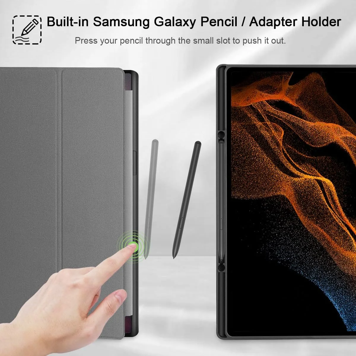 کیف تبلت Tuiklol برای Samsung Galaxy Tab S9 Ultra 14.6 اینچ مدل 2023 SM-X910/X916/X918، دارای جای قلم S، کاور باریک و سخت، پایه سه تایی هوشمند، قابلیت بیدار شدن/به خواب رفتن خودکار، طرح قارچ
