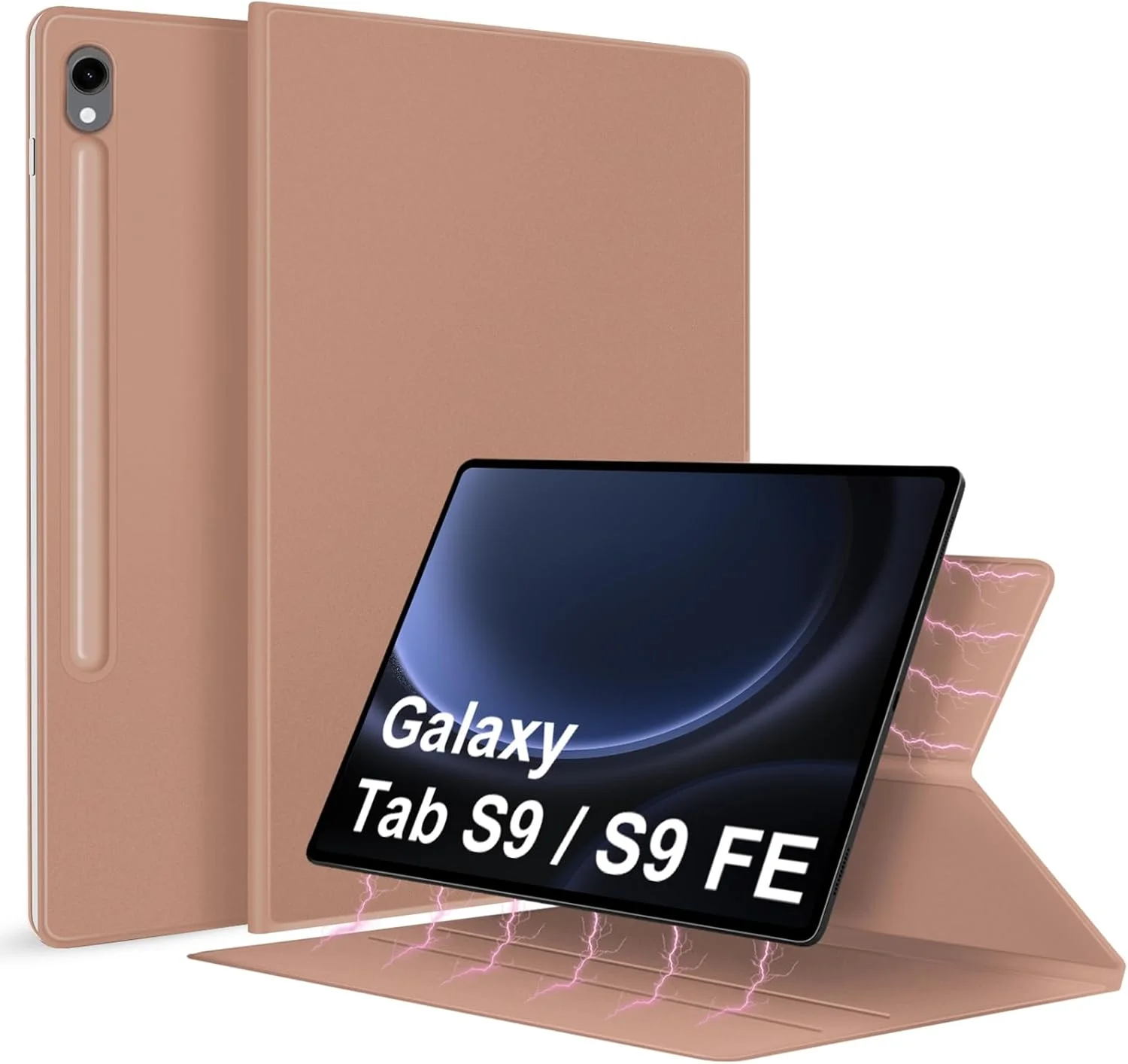 کاور مغناطیسی DUNNO مناسب برای تبلت سامسونگ گلکسی تب S9 FE 10.9 اینچی / S9 11 اینچی 2023 با جای قلم S-Pen، کاور تبلت مغناطیسی فوق العاده باریک و سبک، قابلیت بیدار شدن/خواب خودکار (رزگلد)
