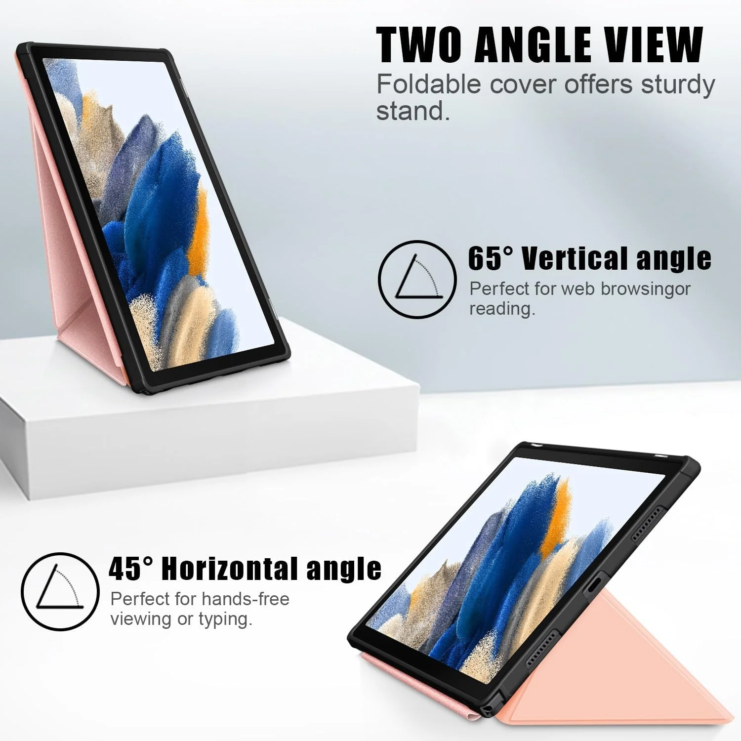 کیف تبلت مسافرتی سازگار با تبلت سامسونگ گلکسی تب A8 2021 SM-X200، پایه باریک سازگار با قاب محافظ سخت پشتی PC، پوشش هوشمند محافظ، زوایای دید m