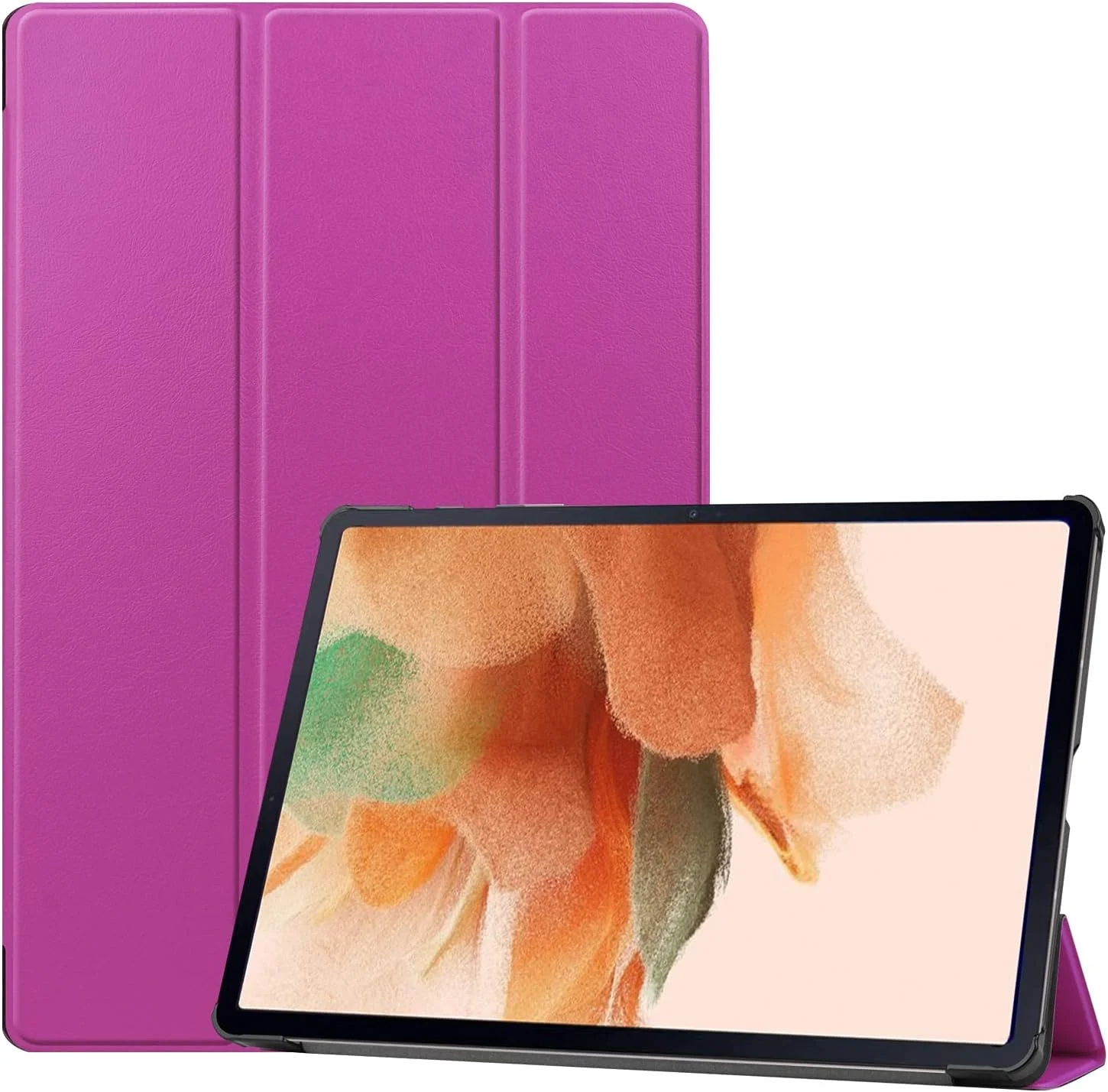 کیف تبلت مسافرتی سازگار با Samsung Galaxy Tab S7 Fe 12.4 اینچ 2021 (SM-T730/T736) و Galaxy Tab S7 Lite Slim Trifold Stand Smart Smart Case، پایه چند زاویه دید، محافظ بدنه