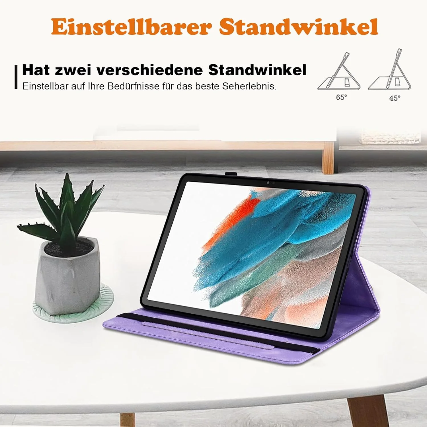 کیف تبلت بولاو مناسب برای تبلت سامسونگ گلکسی تب A 9.7 اینچ (SM-T550/T555) با عملکرد استند و جای کارت، طرح برجسته قلب، چرم مصنوعی، رنگ بنفش