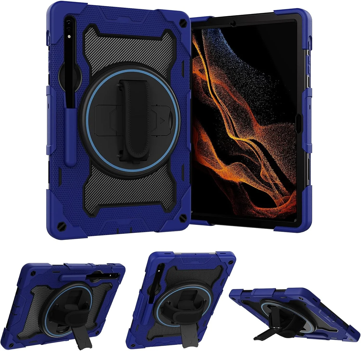 کیف محافظ تبلت مناسب برای تبلت سامسونگ گلکسی تب S7 FE با اندازه 12.4 اینچ مدل 2021 (SM-T730/T736)، دارای استند کشی چند زاویه ای + بند مچی چرخان 360 درجه قابل تنظیم کیف محافظ تبلت مناسب برای تبلت سامسونگ گلکسی تب S7 FE با اندازه 12.4 اینچ مدل 2021 (SM-T730/T736)، دارای استند کشی چند زاویه ای + بند مچی چرخان 360 درجه قابل تنظیم