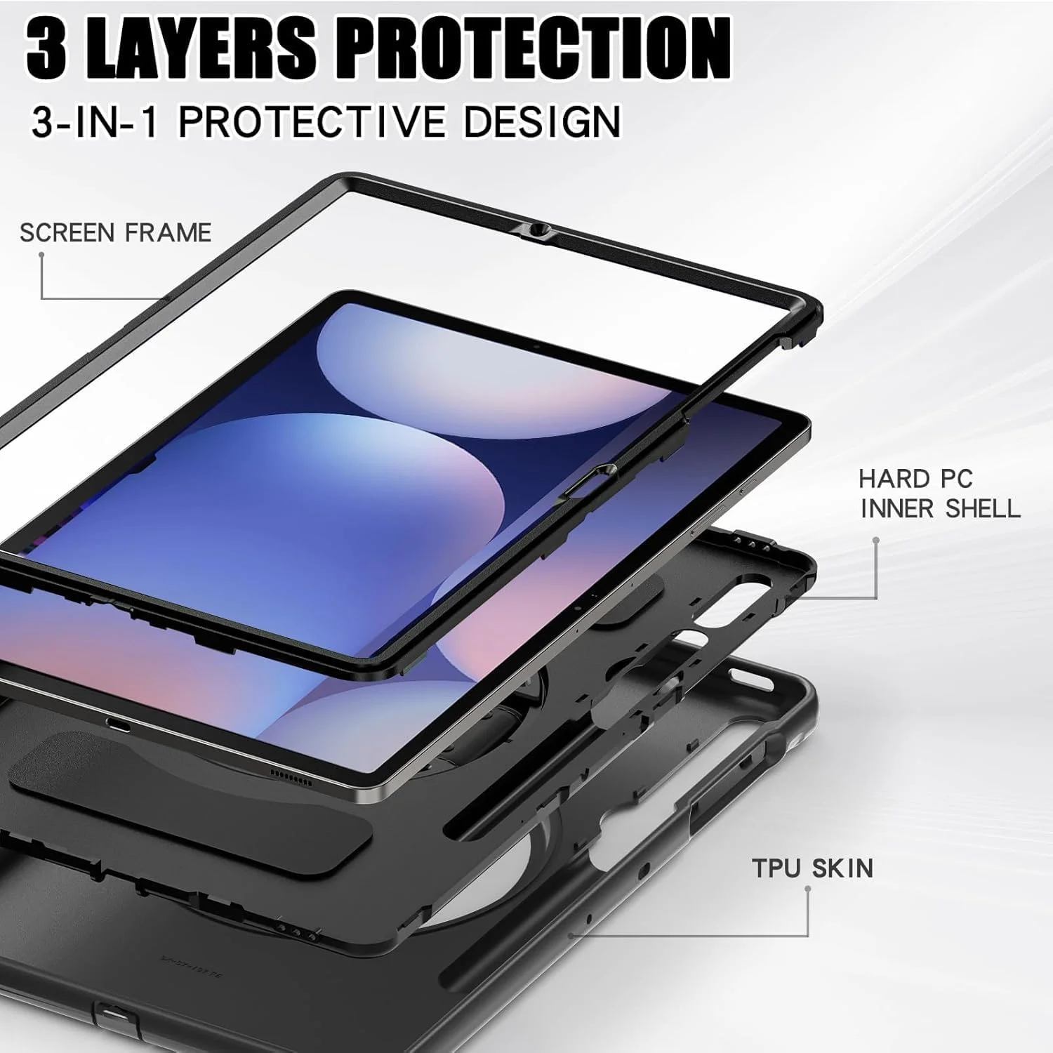 کاور مقاوم Gruattreay سازگار با تبلت سامسونگ گلکسی تب S10 پلاس 12.4 اینچ 2024، کاور ضد ضربه و بادوام با بند چرخشی 360 درجه و پایه تاشو برای گلکسی تب S10+ (نعنایی)