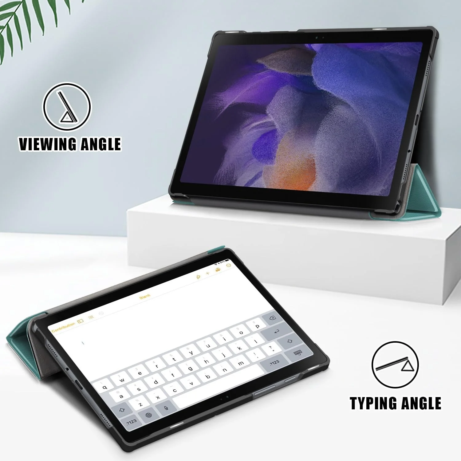 کیف تبلت مسافرتی سازگار با Samsung Galaxy Tab A8 2021 (SM-X200/X205)، کیف تبلت هوشمند سه تایی، کیف پایه باریک و سبک، پوشش پشتی سخت PC، پوشش فولیو، حالت خواب/بیدار خودکار