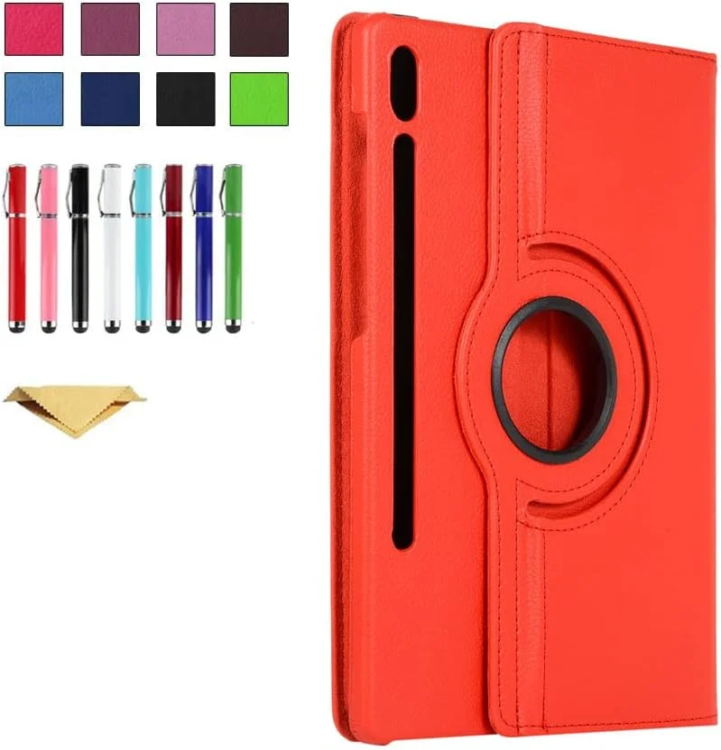 کیف تیان تا برای گلکسی تب S7 2020، با پایه تاشو چرخان 360 درجه، جلد محافظ چرمی PU باریک و هوشمند برای تبلت سامسونگ گلکسی تب S7 2020 11 اینچی - قرمز