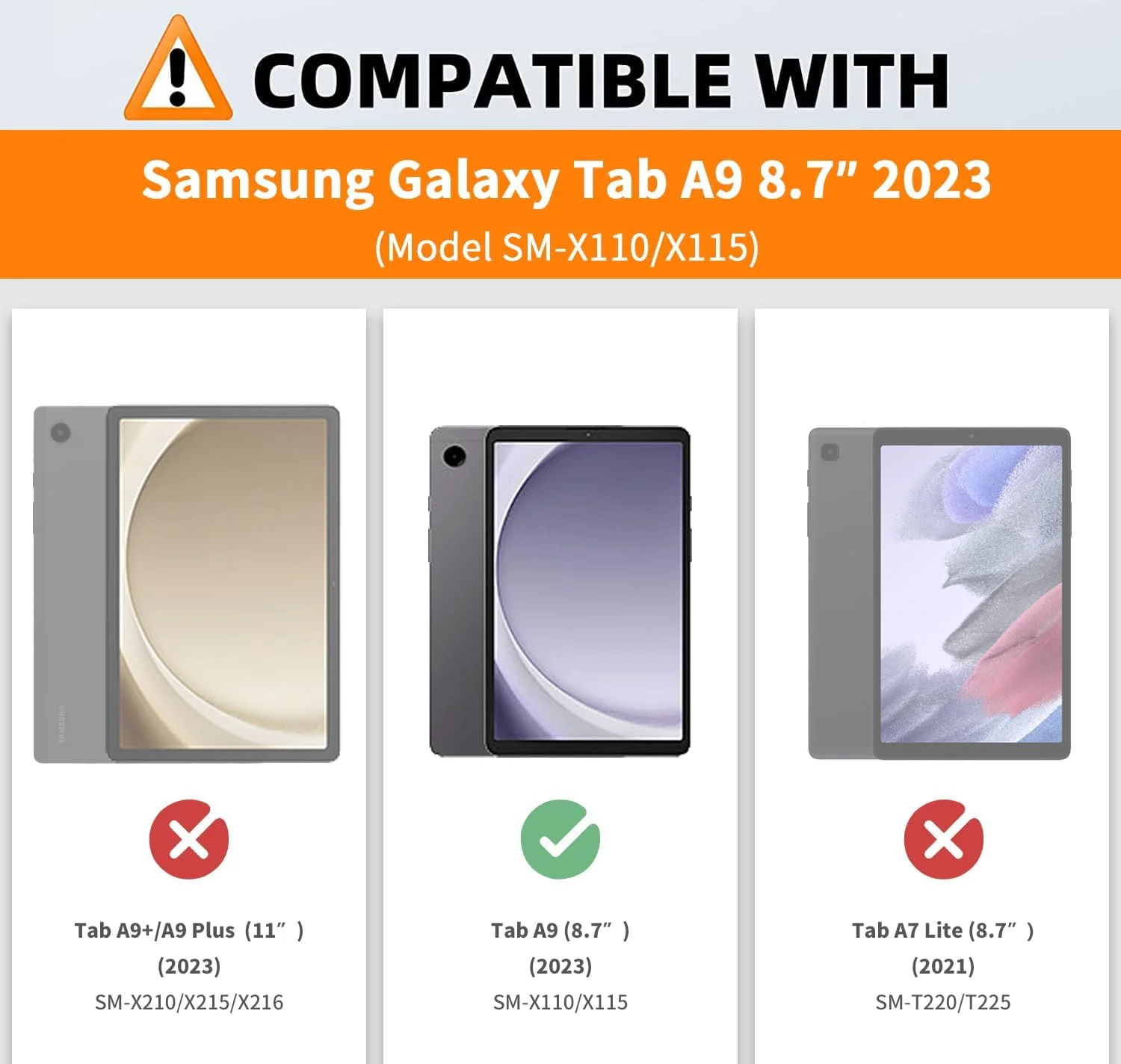 کیف تبلت چرمی LSPCASA برای سامسونگ گلکسی تب A9 8.7 SM-X110/X115، کیف محافظ تاشو پایه دار سازگار با سامسونگ گلکسی A9 به همراه جای کارت، رنگ استخوانی