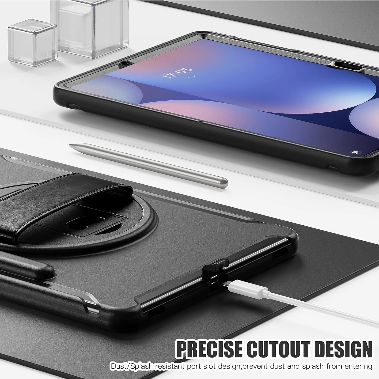 کاور مقاوم Gruattreay سازگار با تبلت سامسونگ گلکسی تب S10 پلاس 12.4 اینچ 2024، کاور ضد ضربه و بادوام با بند چرخشی 360 درجه و پایه تاشو برای گلکسی تب S10+ (نعنایی)