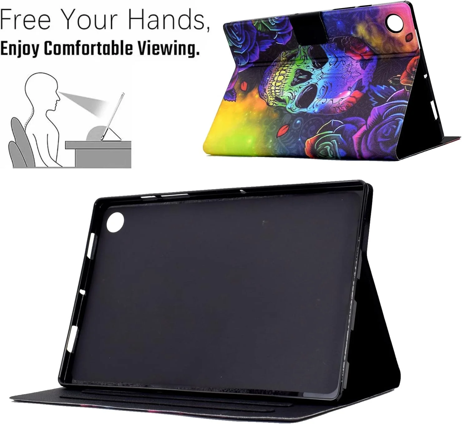 کیف تبلت چرمی LSPCASA برای سامسونگ گلکسی تب A9 8.7 SM-X110/X115، کیف محافظ تاشو پایه دار سازگار با سامسونگ گلکسی A9 به همراه جای کارت، رنگ استخوانی