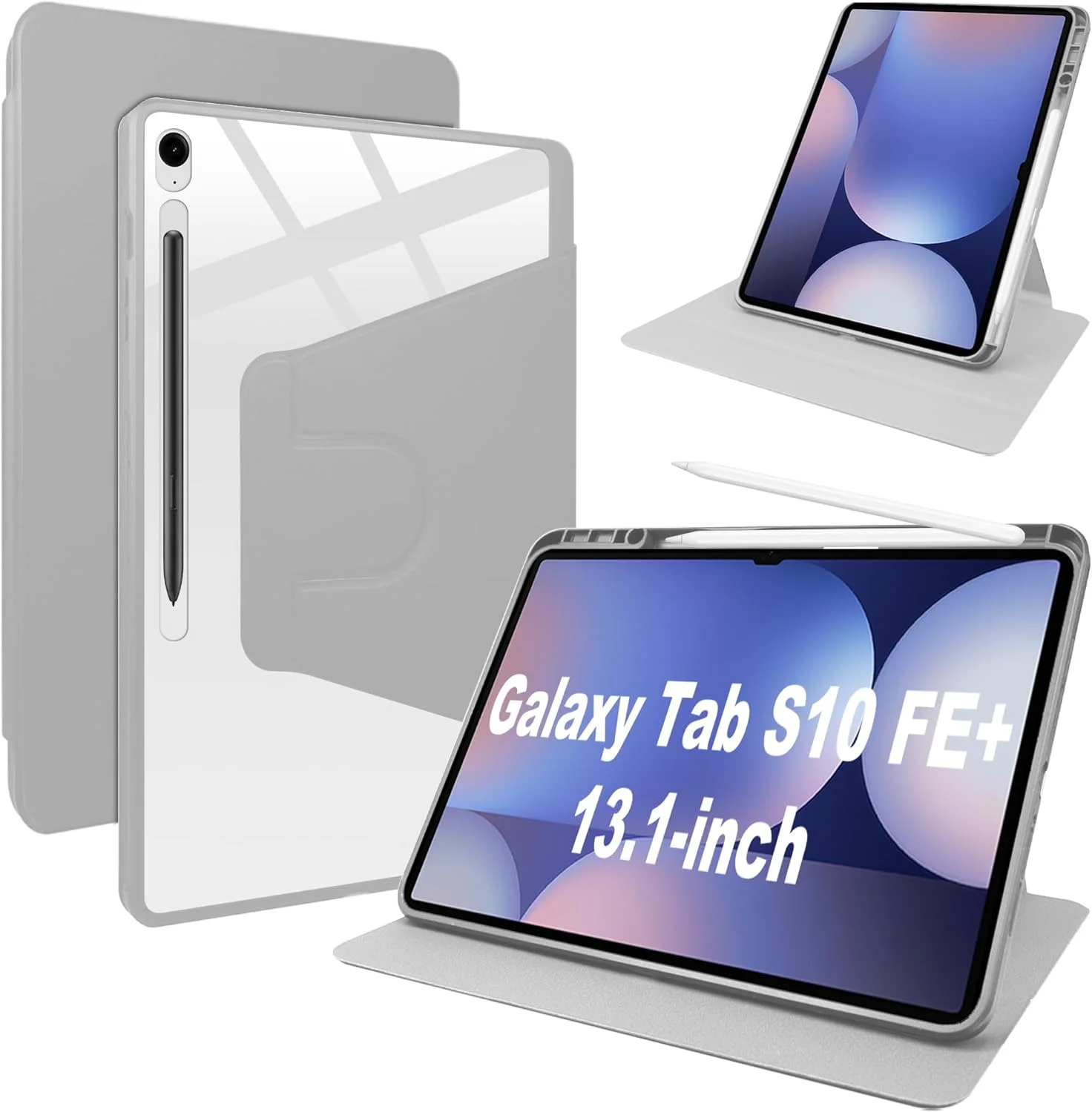 کاور لمکسی برای تبلت سامسونگ گلکسی تب S10 FE Plus 13.1 اینچی، کاور چرمی PU + استند چرخشی اکریلیک شفاف / جای قلم کاور لمکسی برای تبلت سامسونگ گلکسی تب S10 FE Plus 13.1 اینچی، کاور چرمی PU + استند چرخشی اکریلیک شفاف / جای قلم