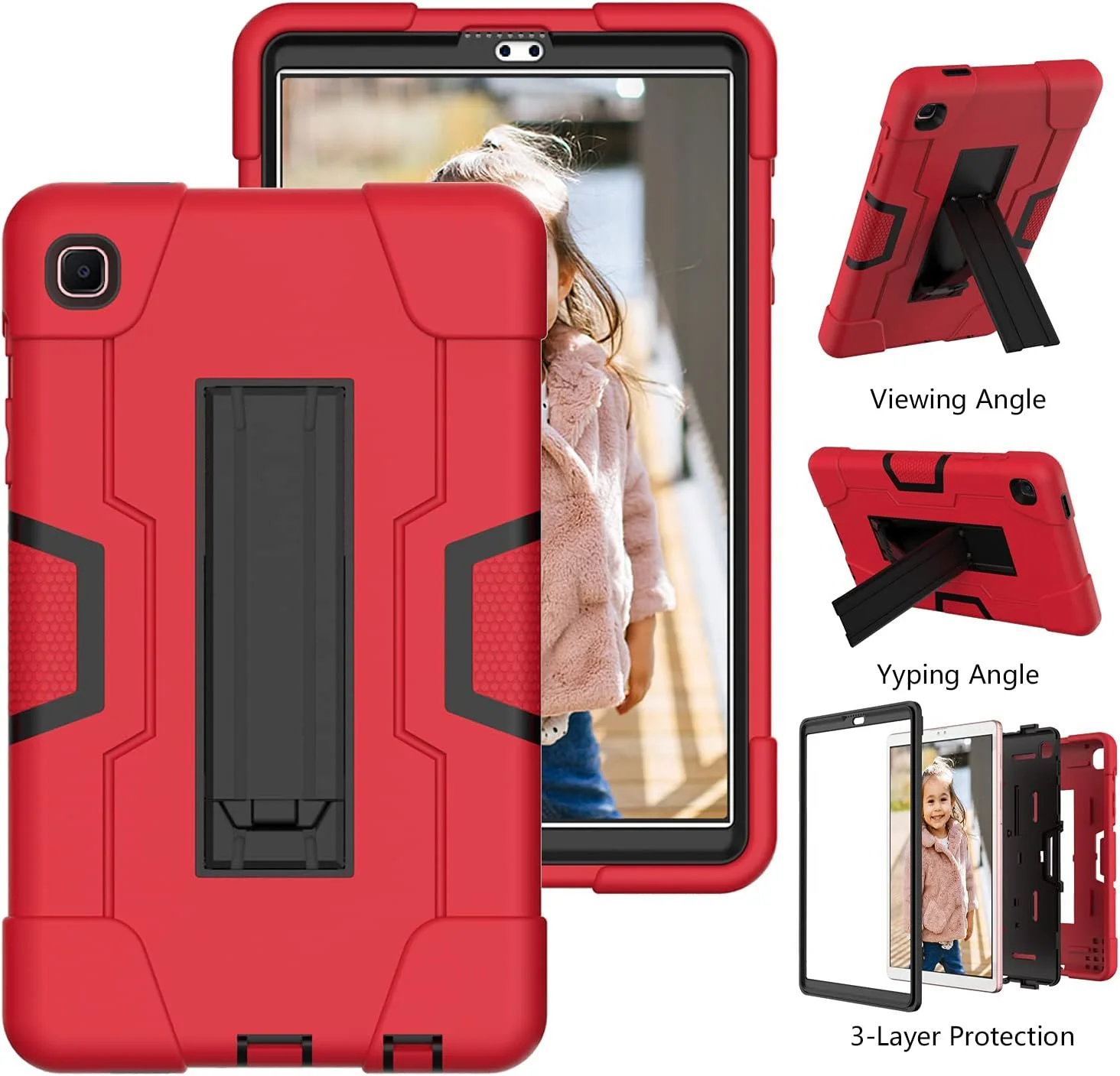 کیف Bingcok مناسب برای تبلت Galaxy Tab A7 Lite 8.7، محافظت کامل و مقاوم در برابر ضربه برای مدل 2021 سامسونگ Galaxy Tab A7 Lite 8.7 اینچی مدل T220 / T225 (3-قرمز+مشکی)