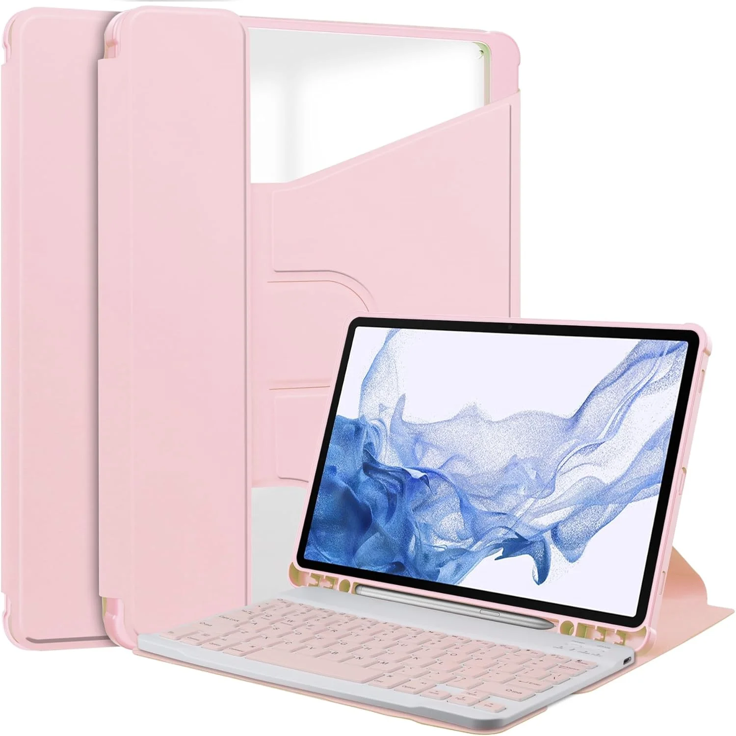 کیف تبلت هوشمند مسافرتی سازگار با تبلت سامسونگ گلکسی تب S9 11 اینچی با صفحه کلید بی سیم جداشدنی و جای قلم S، روکش TPU نرم سازگار با نمایشگر کیف تبلت هوشمند مسافرتی سازگار با تبلت سامسونگ گلکسی تب S9 11 اینچی با صفحه کلید بی سیم جداشدنی و جای قلم S، روکش TPU نرم سازگار با نمایشگر