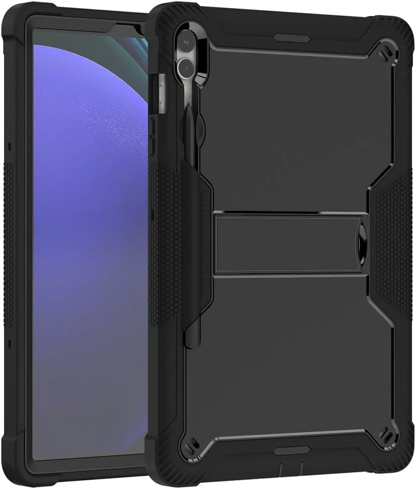 کیف تبلت مناسب برای تبلت سامسونگ گلکسی تب S9 پلاس مدل X810/X816B/X818U، کیف محافظ مقاوم در برابر ضربه، کیف محافظ مقاوم 12.4 اینچی با پایه