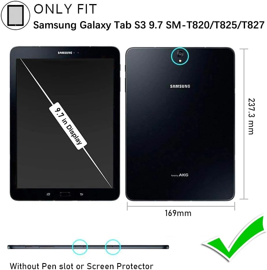 کاور محافظتی DreamerX مناسب برای تبلت سامسونگ گلکسی تب S3 9.7 اینچ - کاور محافظتی مقاوم و بادوام با استند چرخشی 360 درجه، دسته، بند دستی و بند شانه برای گلکسی تب S3 9.7 اینچ (-T820/T825/T827)، مشکی