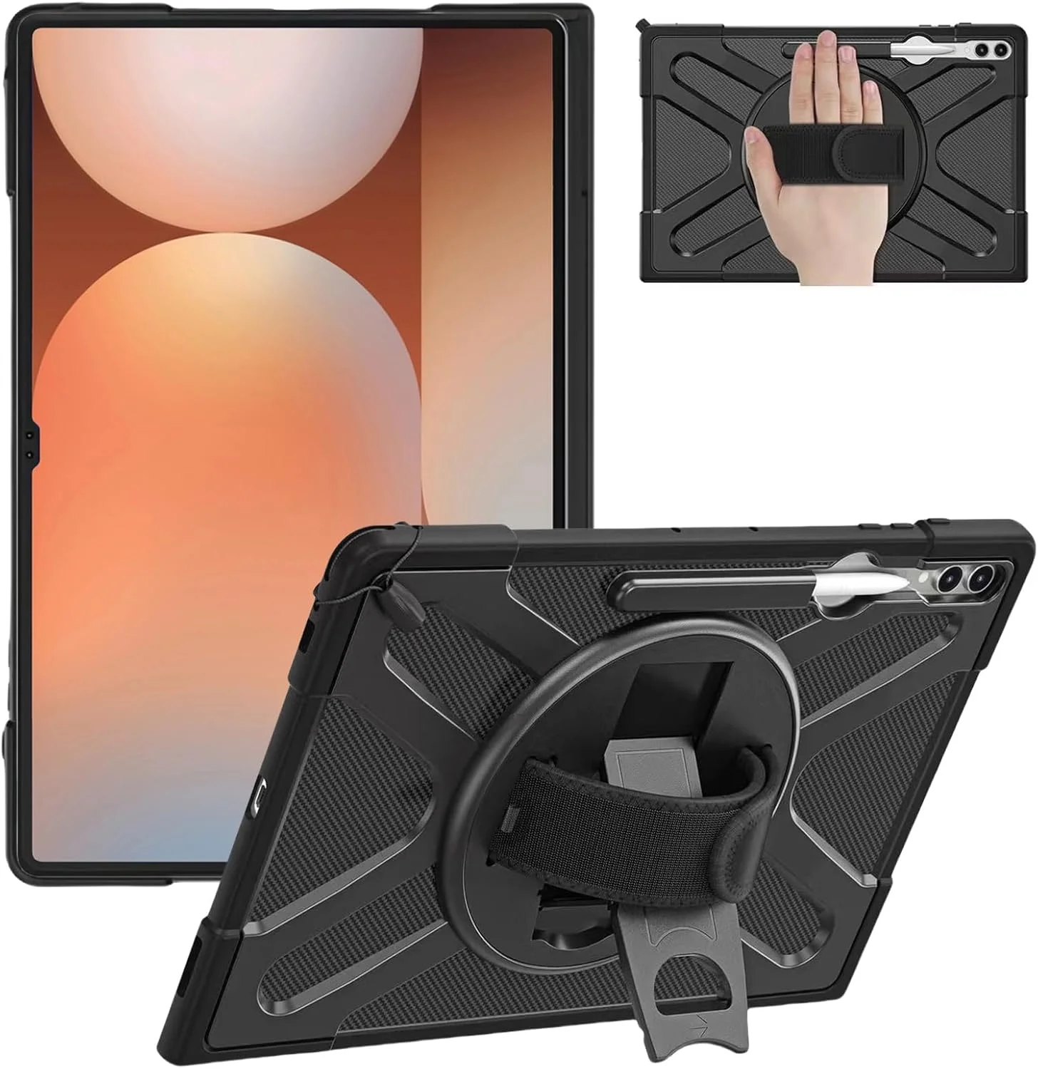 کاور محافظ تبلت سامسونگ گلکسی تب اس 10 اولترا 2024 / اس 9 اولترا 2023 / اس 8 اولترا 2022 سایز 14.6 اینچ ZenRich، دارای جای قلم S Pen، ضد ضربه و مقاوم با پایه چرخان 360 درجه و بند دستی