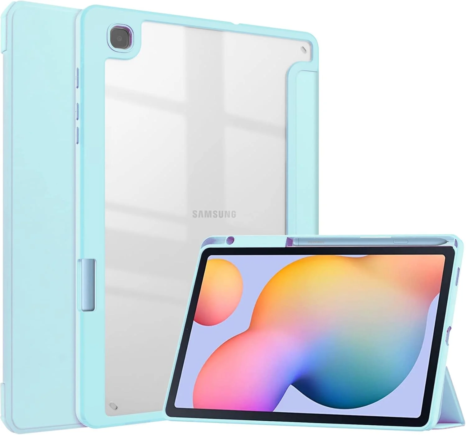 کیف تبلت مناسب برای Samsung Galaxy Tab S6 Lite 10.4 اینچ 2022/2020 (SM-P613/P619/P610/P615)، کاور باریک TPU با نگهدارنده مداد، کیف هوشمند از asc