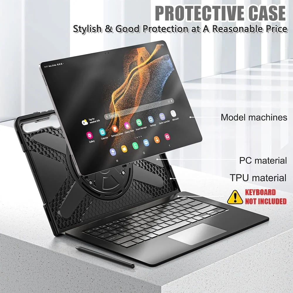 کاور محافظ تبلت سامسونگ گلکسی تب اس 10 اولترا 2024 / اس 9 اولترا 2023 / اس 8 اولترا 2022 سایز 14.6 اینچ ZenRich، دارای جای قلم S Pen، ضد ضربه و مقاوم با پایه چرخان 360 درجه و بند دستی کاور محافظ تبلت سامسونگ گلکسی تب اس 10 اولترا 2024 / اس 9 اولترا 2023 / اس 8 اولترا 2022 سایز 14.6 اینچ ZenRich، دارای جای قلم S Pen، ضد ضربه و مقاوم با پایه چرخان 360 درجه و بند دستی