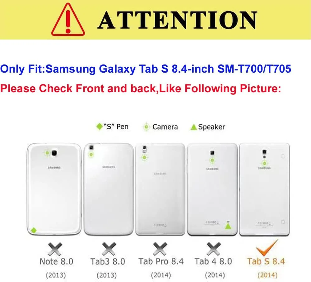 کیف تبلت سامسونگ گلکسی تب اس 8.4 اینچ مدل SM-T700 /T705 /T705C، چرخش 360 درجه، باریک و تاشو، با قابلیت بیدار شدن/خواب خودکار (مشکی)