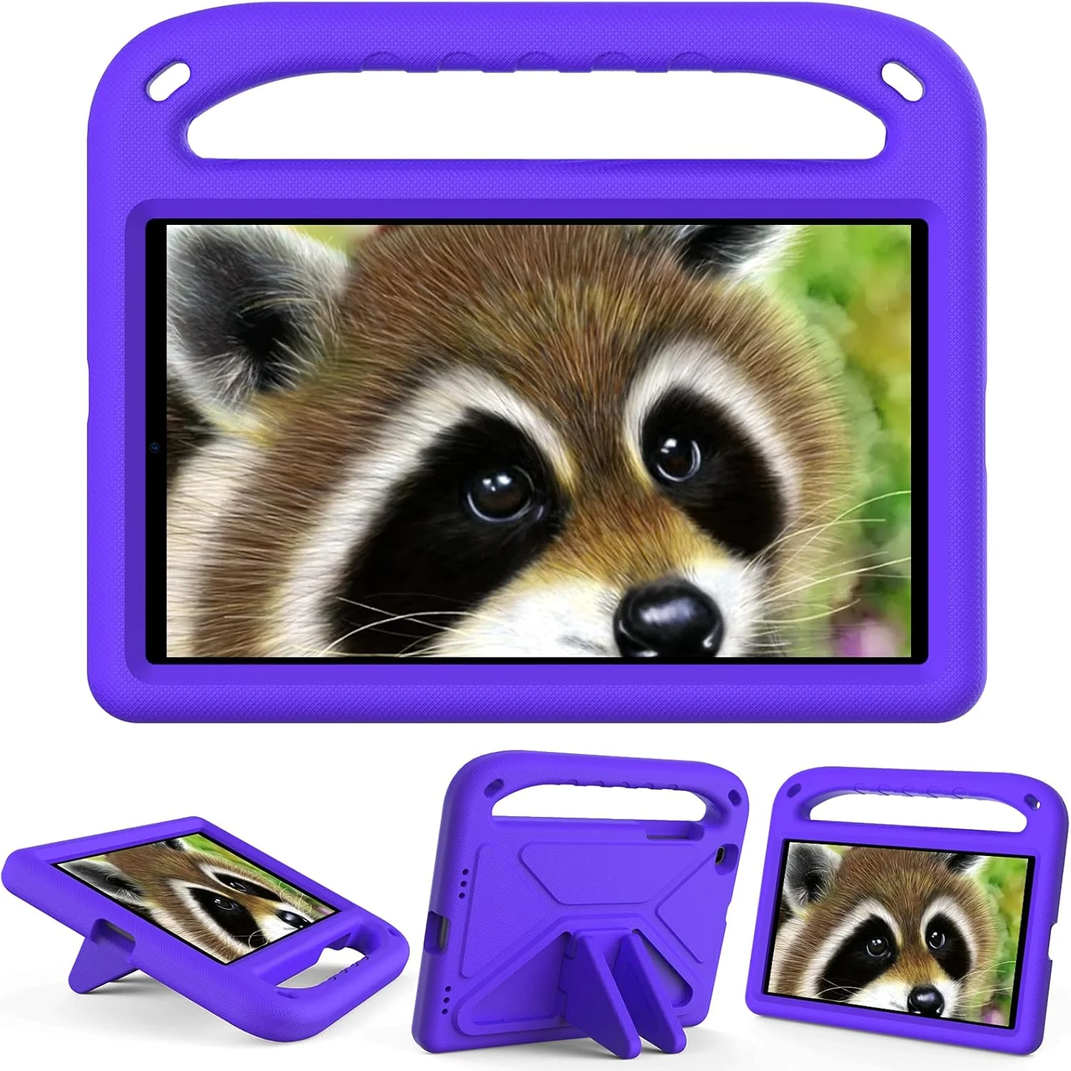کیف تبلت سامسونگ گلکسی تب A 8.0 اینچ 2019 مدل SM-T290/T295، مناسب کودکان، سبک وزن، ضد ضربه با دسته و پایه، بنفش