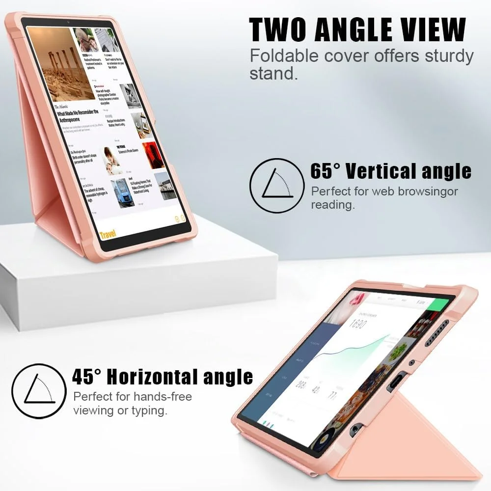 کیف تبلت مسافرتی سازگار با تبلت سامسونگ گلکسی تب A7 لایت 8.7 اینچی مدل T220/T225 (2021)، پایه باریک سازگار با قاب محافظ سخت PC، روکش هوشمند، زوایای دید