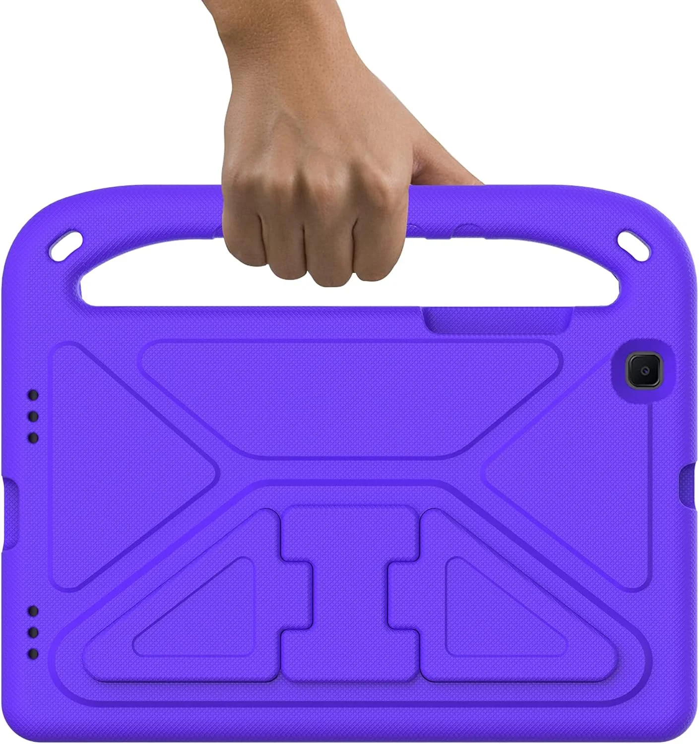 کیف تبلت سامسونگ گلکسی تب A 8.0 اینچ 2019 مدل SM-T290/T295، مناسب کودکان، سبک وزن، ضد ضربه با دسته و پایه، بنفش