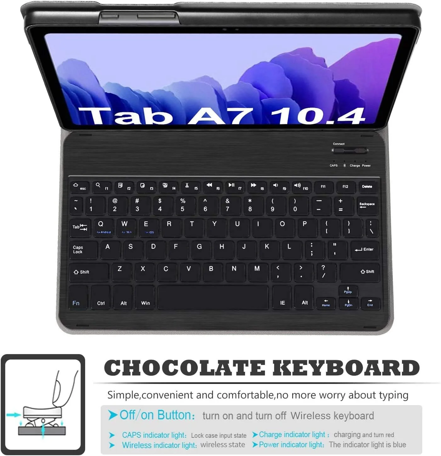 کیبورد و کاور چرمی تبلت سامسونگ گلکسی تب A7 10.4 اینچ مدل 2020 با کیبورد وایرلس جداشدنی - مشکی