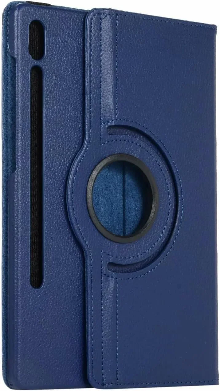 کیف تبلت Muzz Tab S9 با قابلیت چرخش 360 درجه برای تبلت سامسونگ گلکسی تب S9، کاور باریک چرخان چند زاویه ای، بیدار/خواب خودکار، پشت سخت چرمی PU، ضد ضربه (آبی)