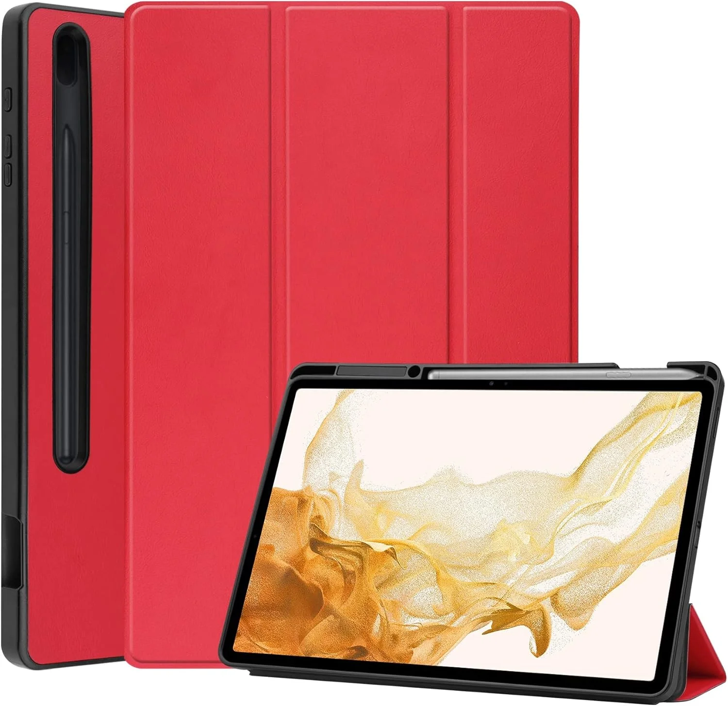 کیف تبلت مناسب برای Samsung Galaxy Tab S8 Plus 12.4 (SM-X800, SM-X806)/S7 Plus 12.4 اینچ/تبلت S7 Fe، بدنه پشتی TPU، پشتیبانی از تبلت سازگار با کیف هوشمند